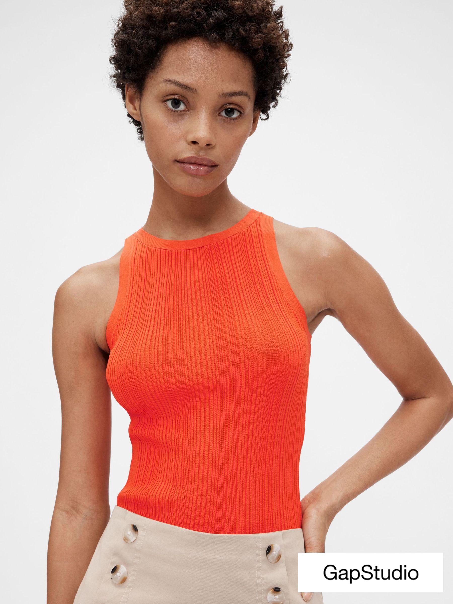 Orange Rib Tank Top (W22149) | £50