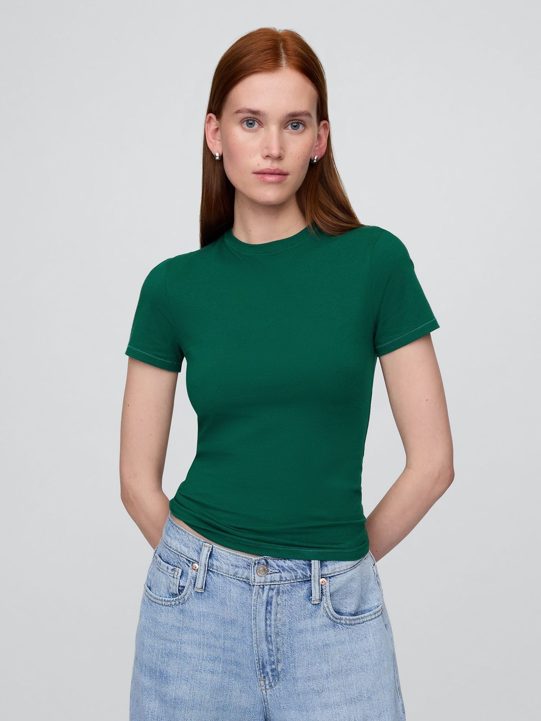 Green CloseKnit Jersey Short Sleeve Crew Neck T-Shirt (W22529) | £14