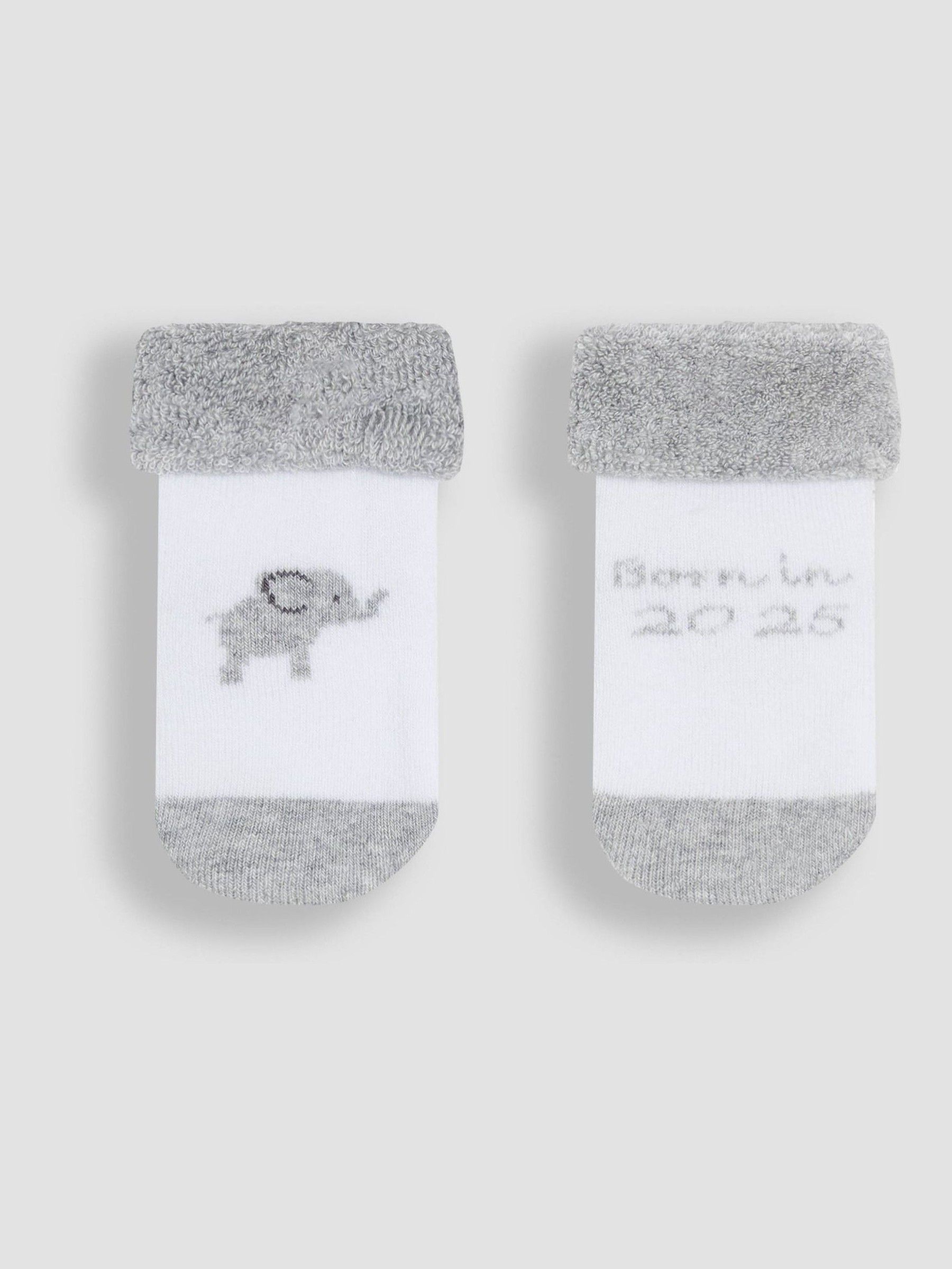 White 2-Pack Born In 2025 Baby Socks (W23273) | £5.50
