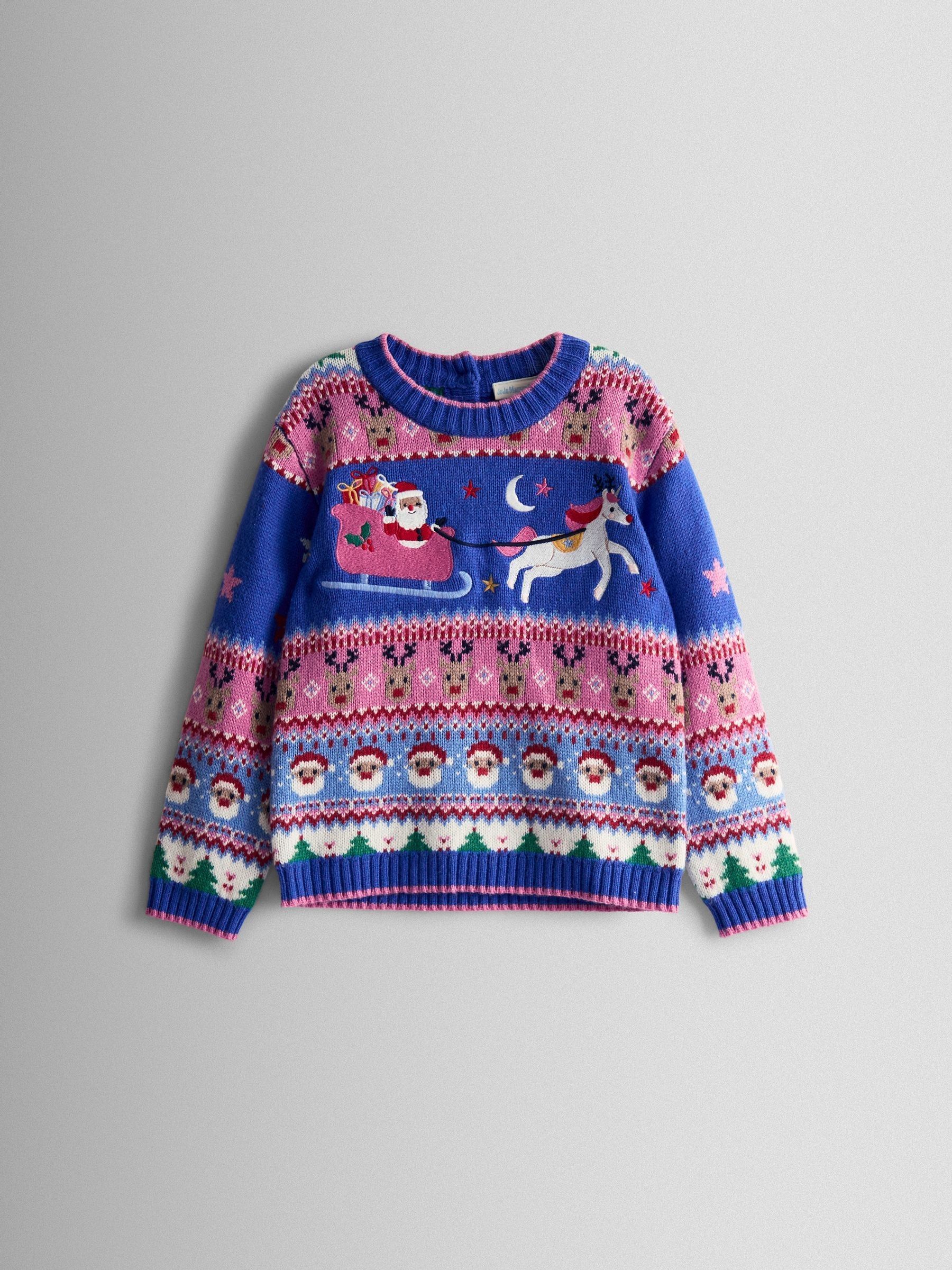Blue Santa & Unicorn Fairisle Jumper (W24211) | £32 - £38