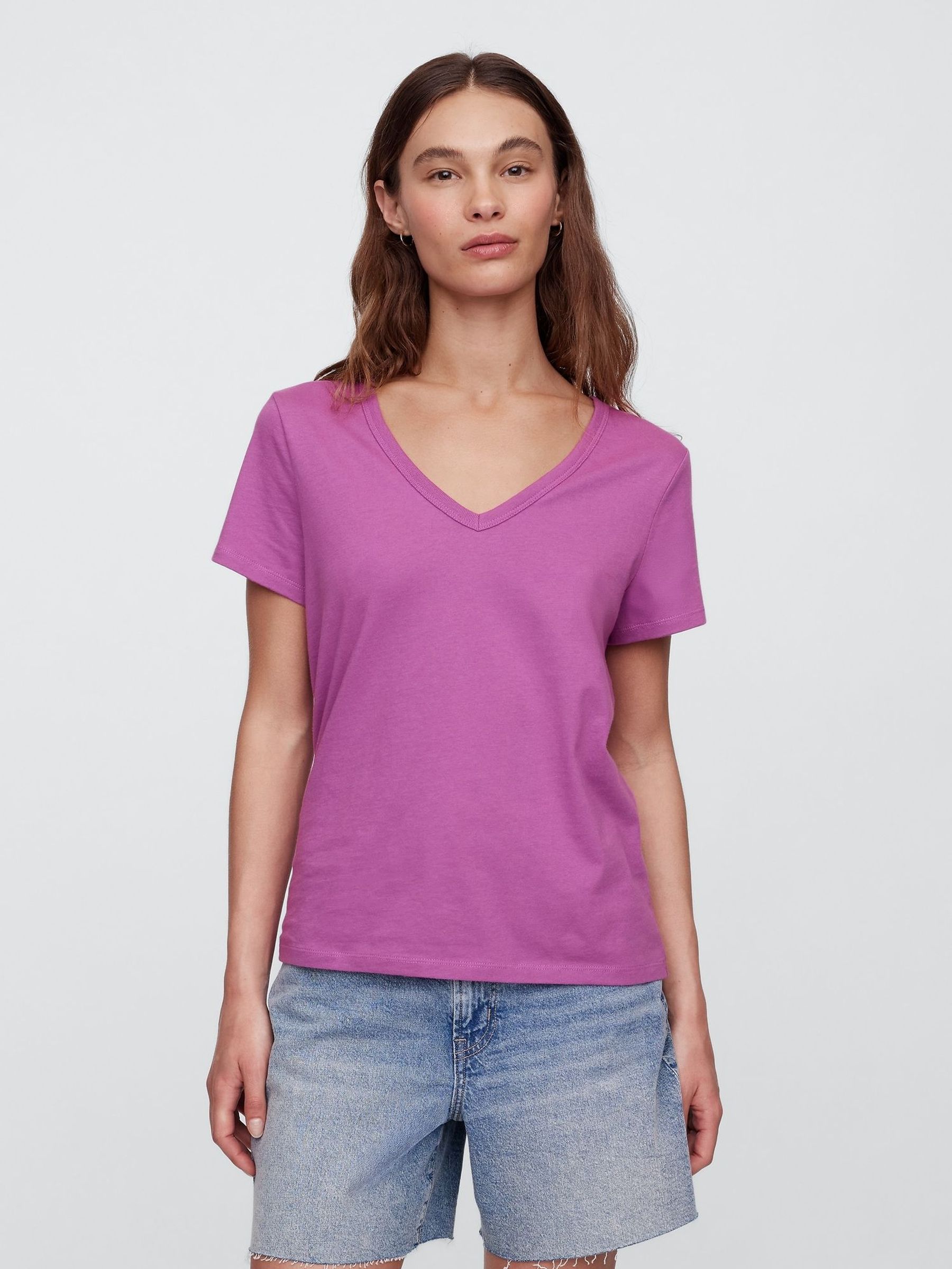 Purple Favourite V-Neck Short Sleeve T-Shirt (W24362) | £12