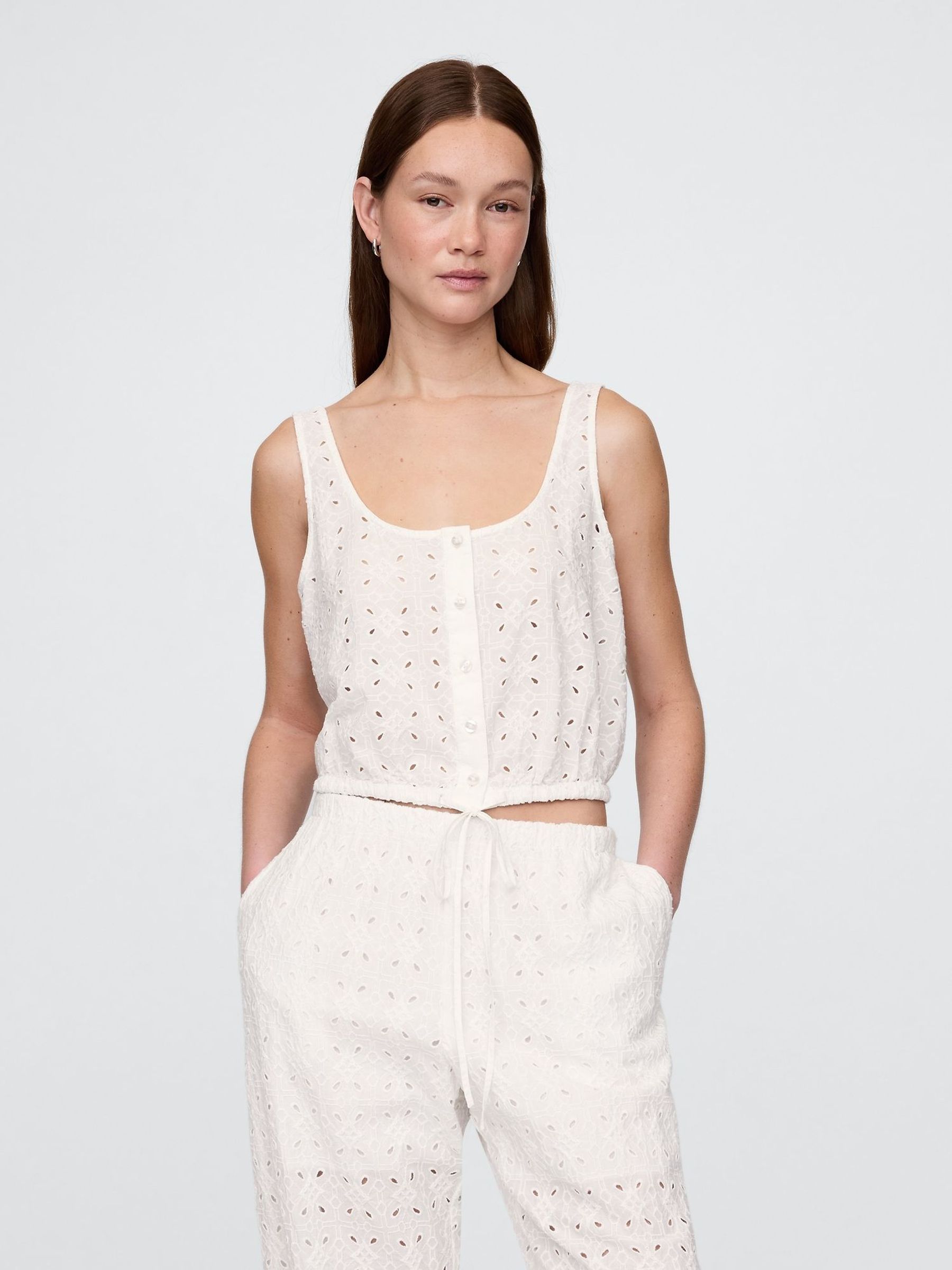 White Cinched-Hem Cropped Top (W24390) | £35