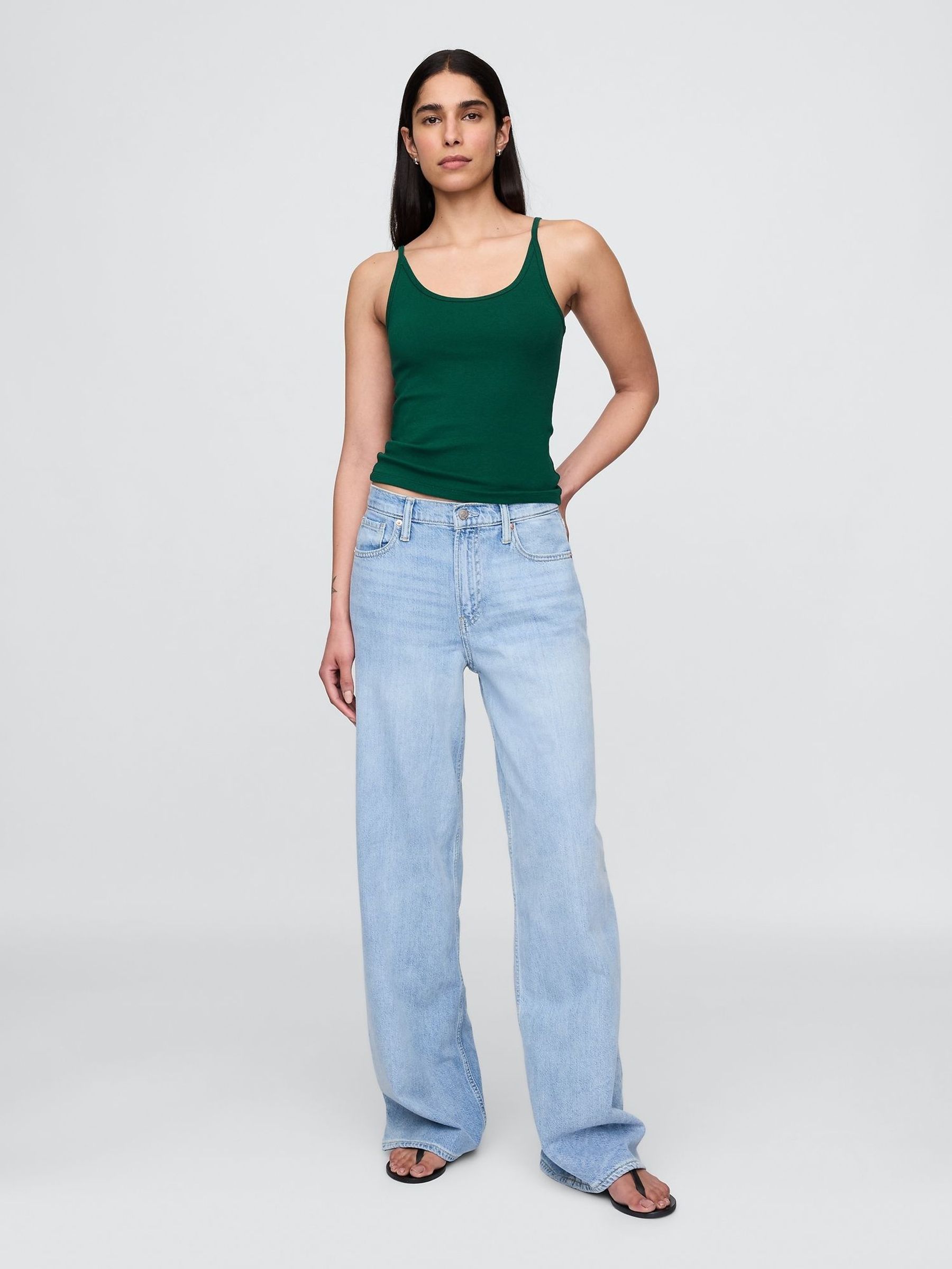 Green Modern Cropped Cami Top (W24391) | £12