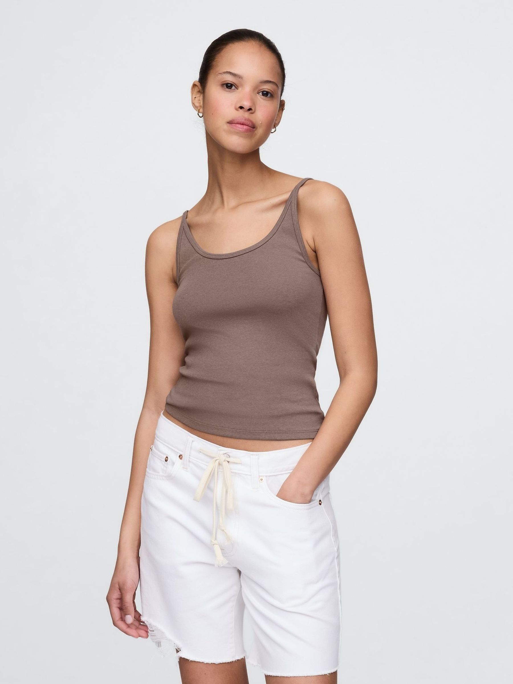 Brown Modern Cropped Cami Top (W24407) | £12