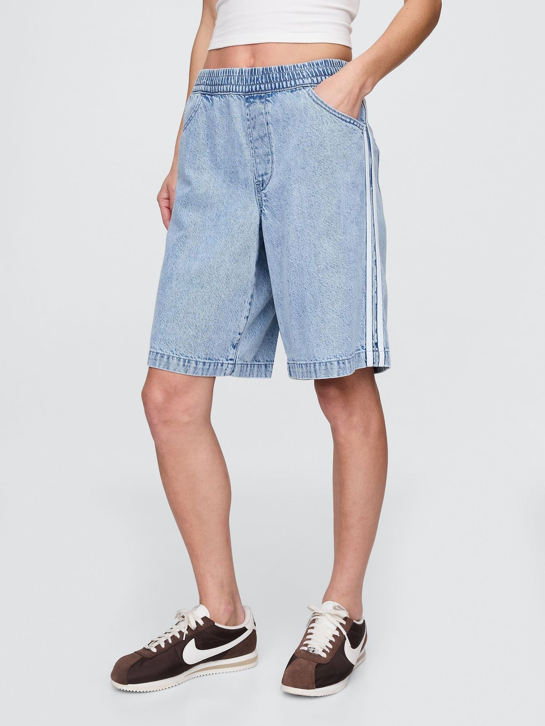 Blue 11" Mid Rise UltraSoft Easy Longline Denim Shorts (W24429) | £40