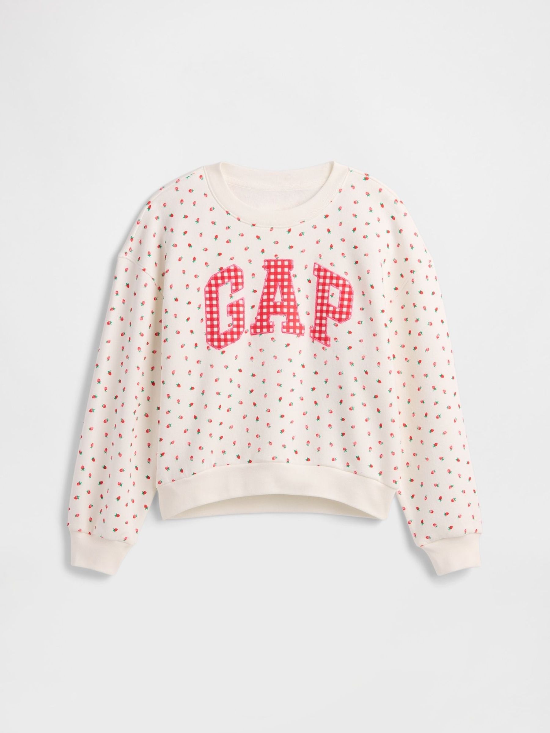 Cream Strawberry/Gingham Logo Fleece Lined Sweatshirt (4-13yrs) (W24599) | £20