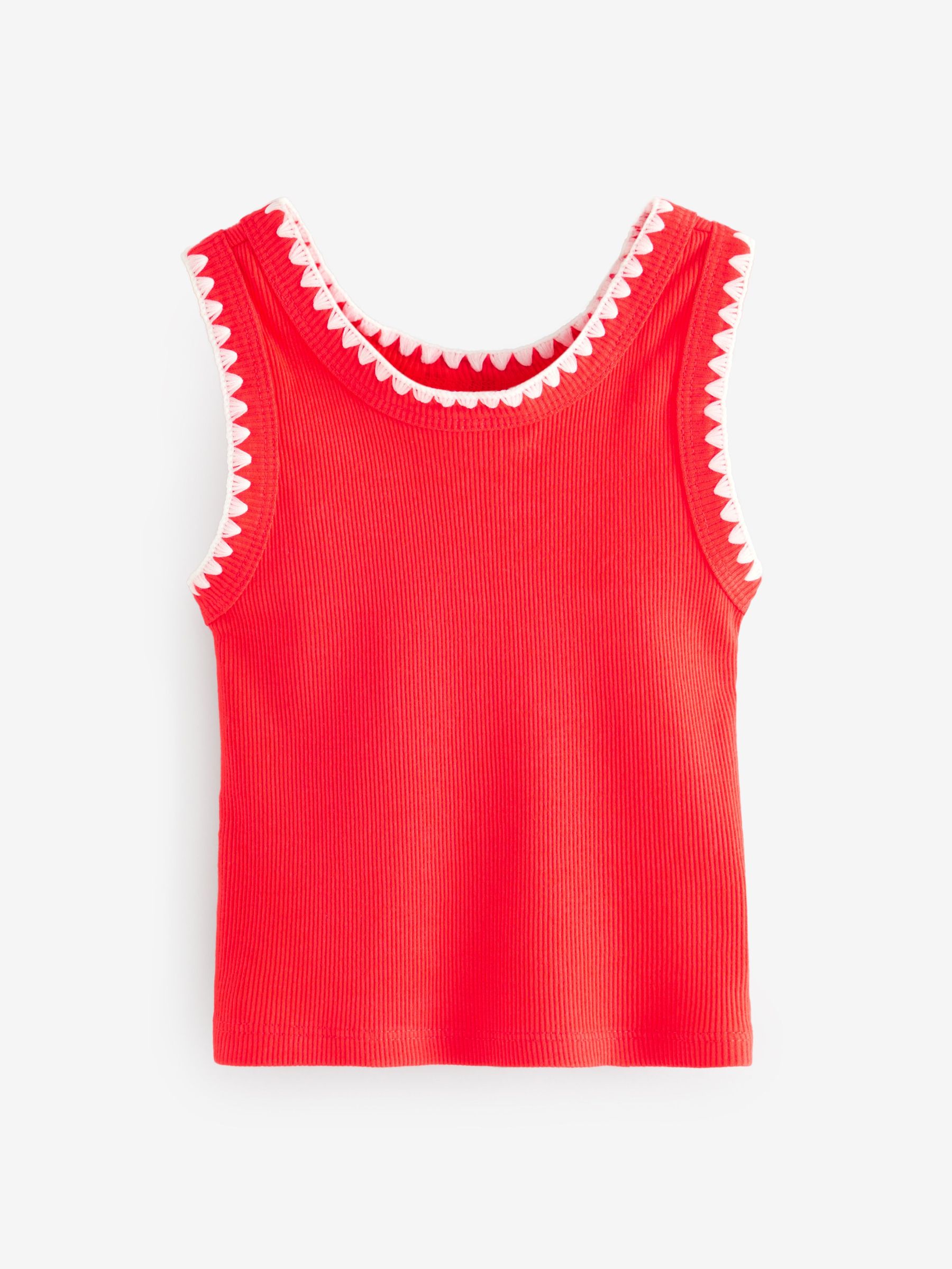 Red Sleeveless Rib Tank Top (W24603) | £8