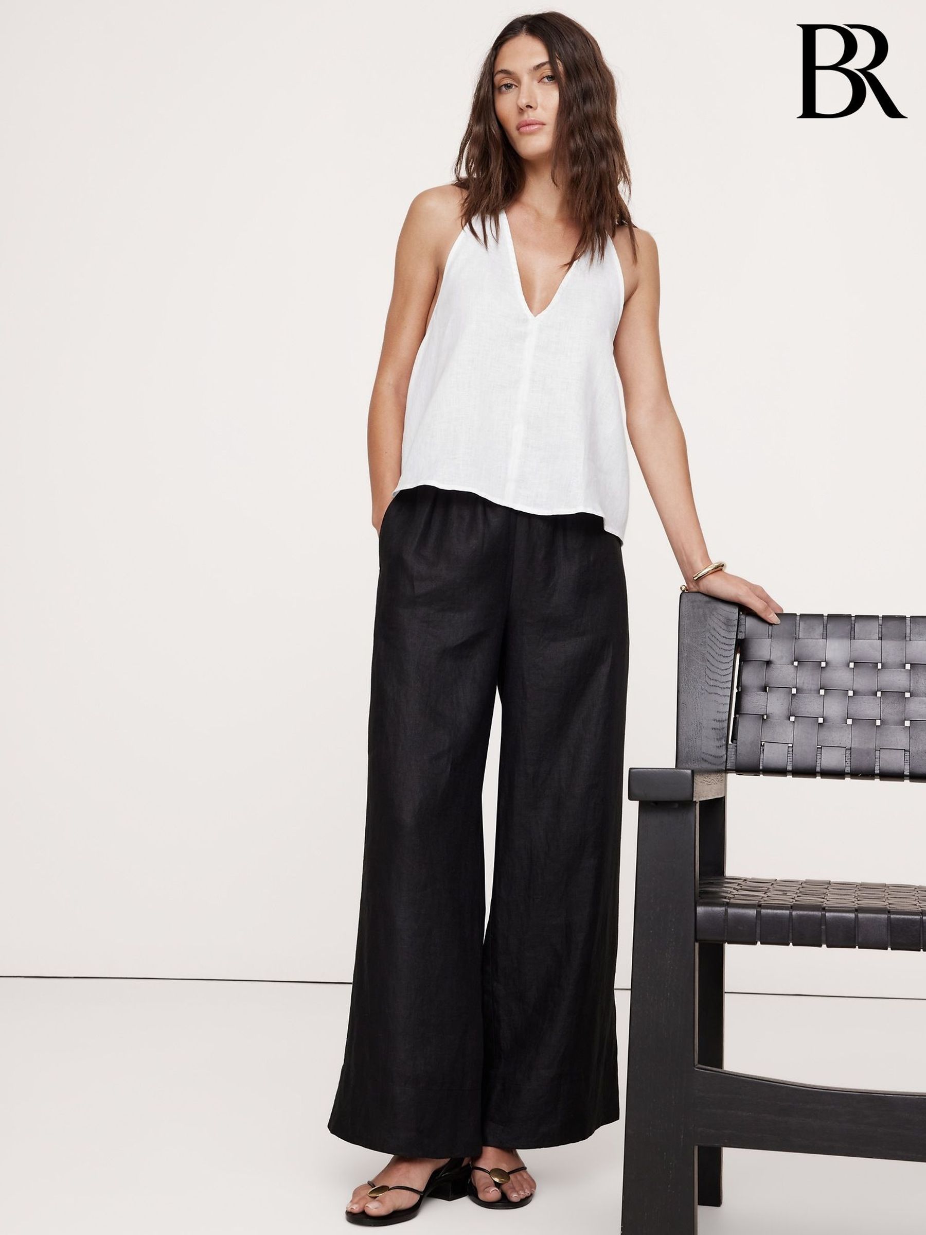 Banana Republic White Linen Halter Top (W24677) | £60
