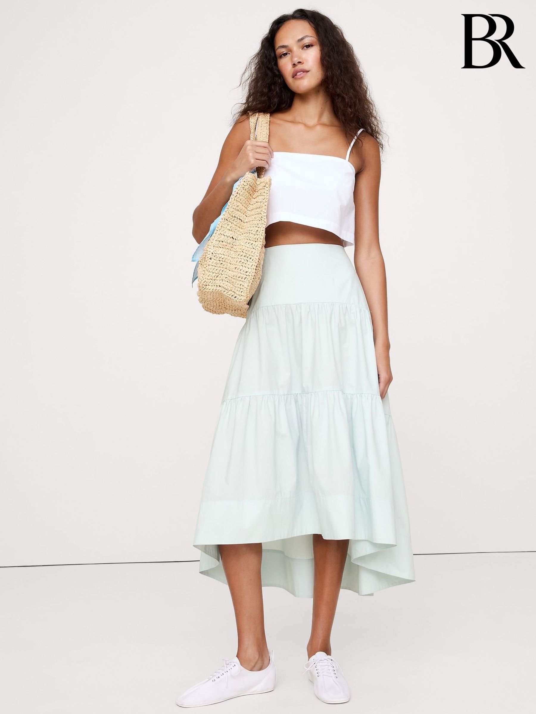 Banana Republic Blue Drop Waist Tiered Maxi Skirt (W24683) | £65