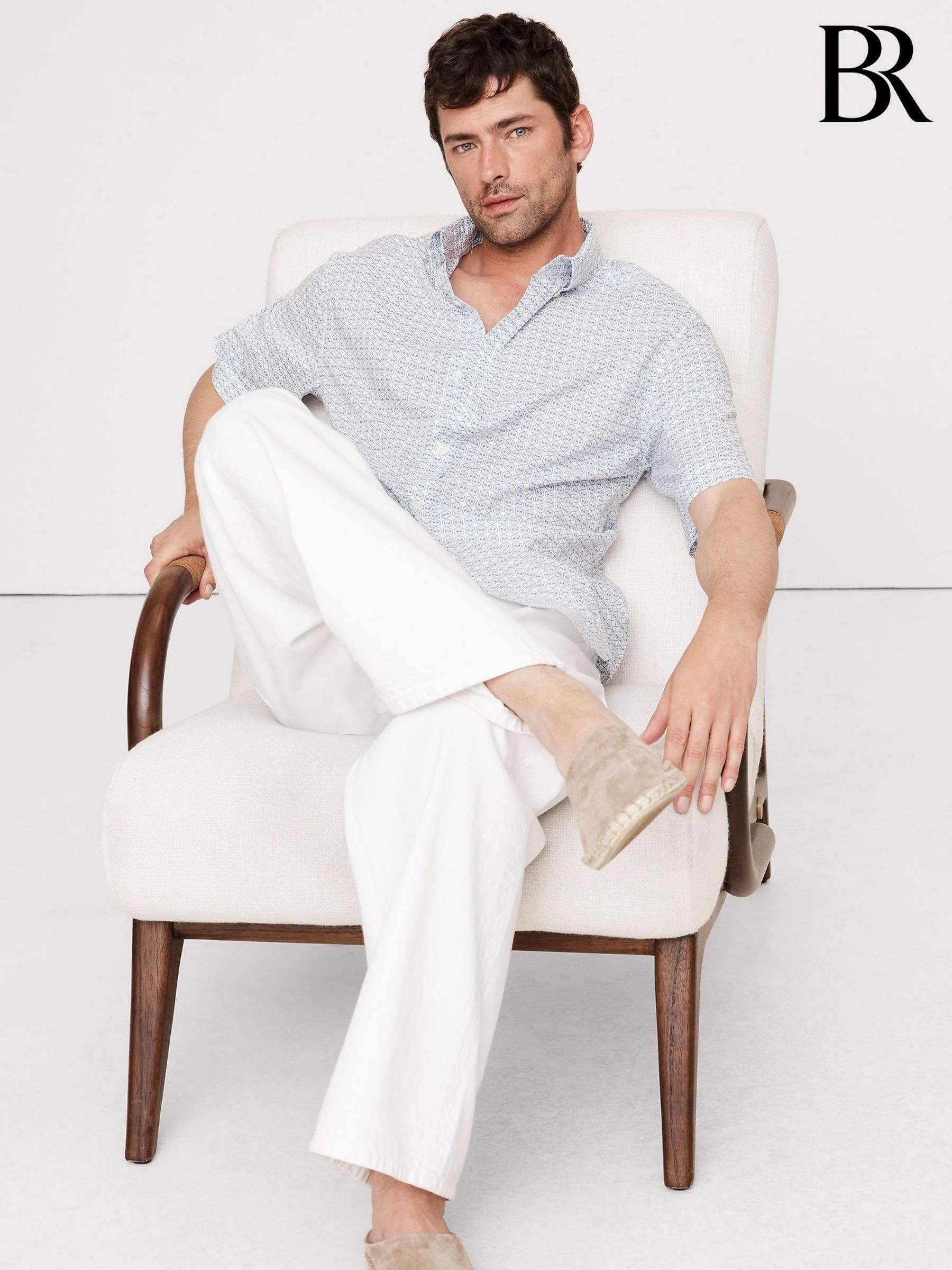 Banana Republic Blue Relaxed-Fit Summerweight Cotton Short-Sleeve Shirt (W24995) | £50