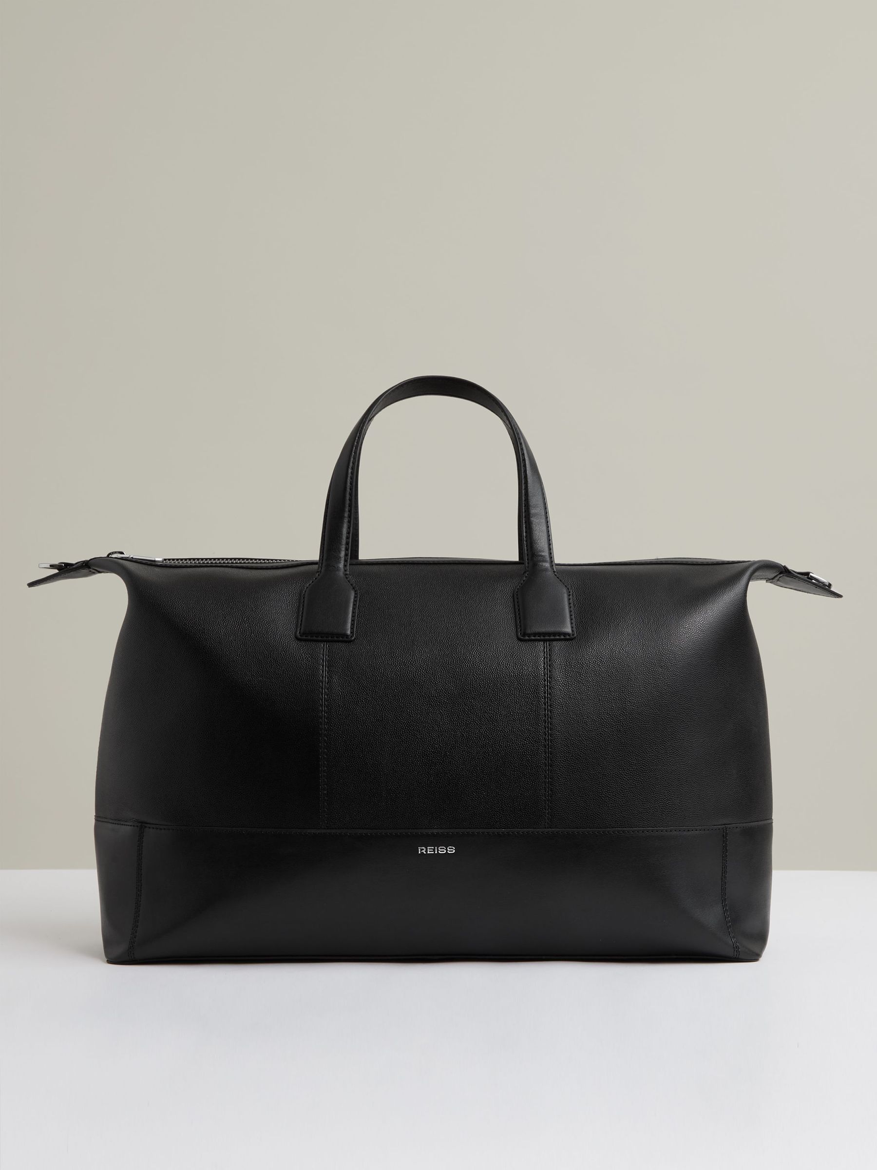 Micro-Grain Leather Holdall in Black (W25027) | £248
