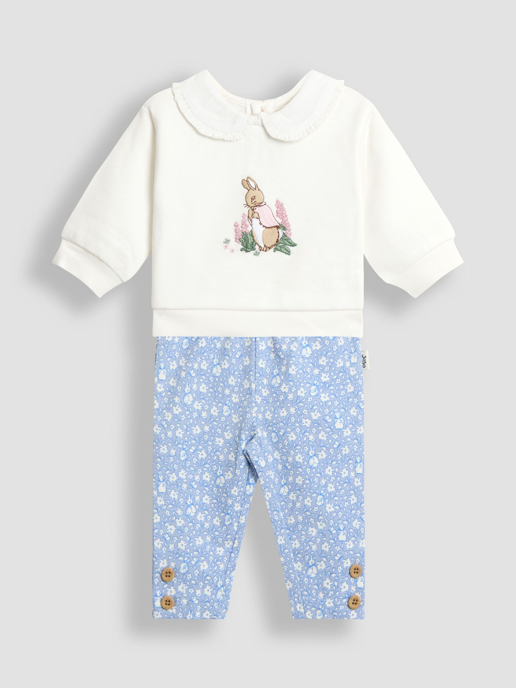 Blue Floral Flopsy Appliqué Sweatshirt Leggings & Headband Set (W25131) | £32 - £34