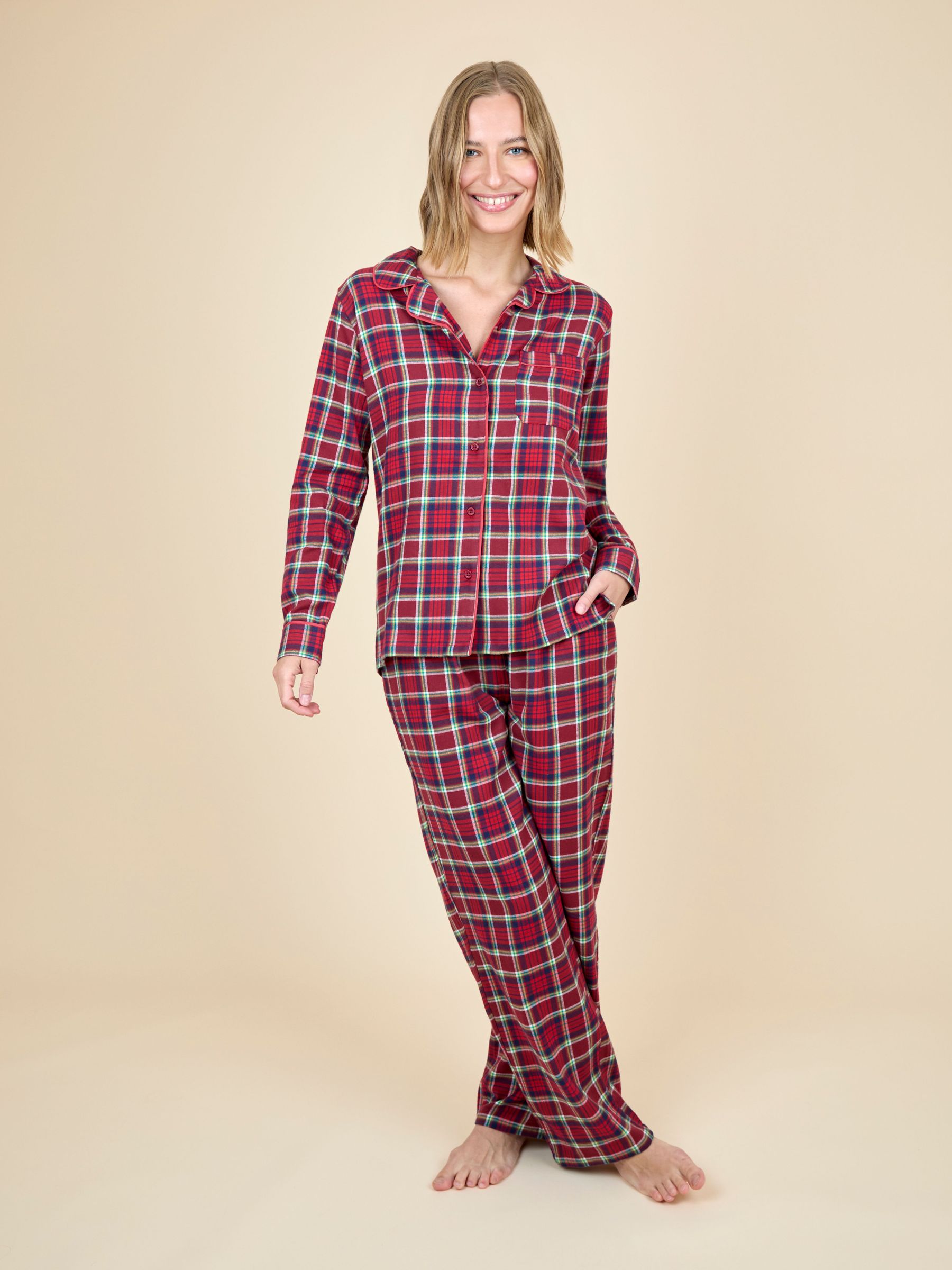 Red Womens Classic Check Christmas Pyjamas Set (W25135) | £45