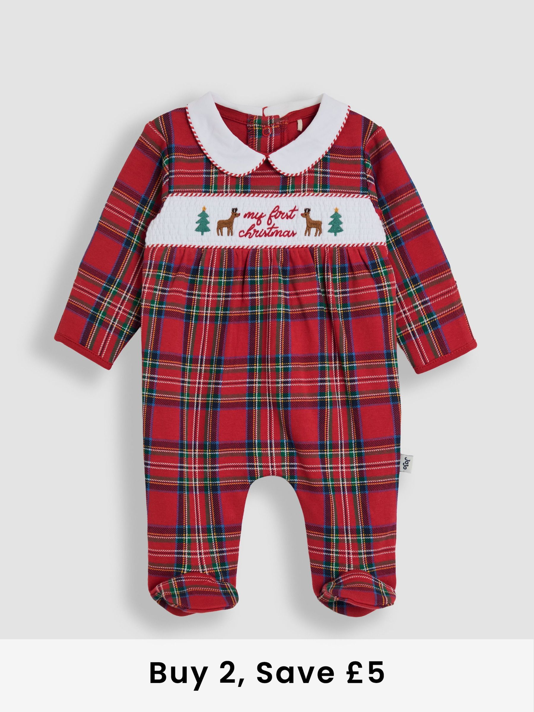 Red Tartan My First Christmas Footed Sleepsuit (W25163) | £24
