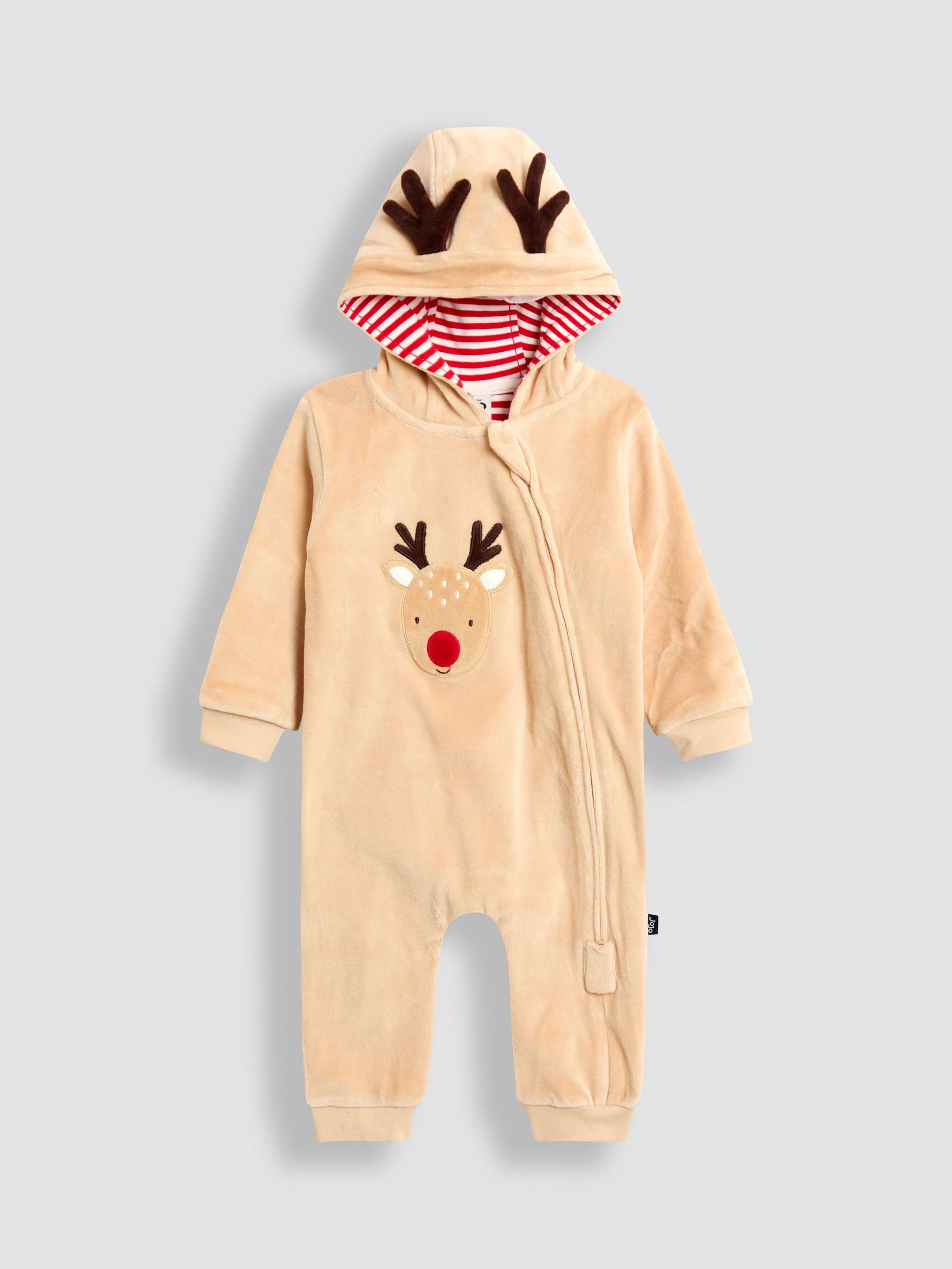 Brown Christmas Reindeer Velour All-In-One (W25170) | £28 - £29