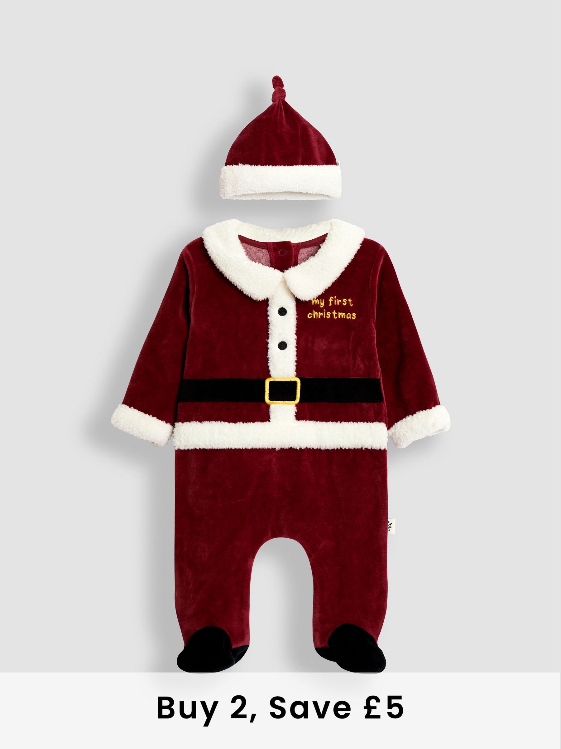 Red Santa My First Christmas Velour All-In-One & Hat Set (W25175) | £28