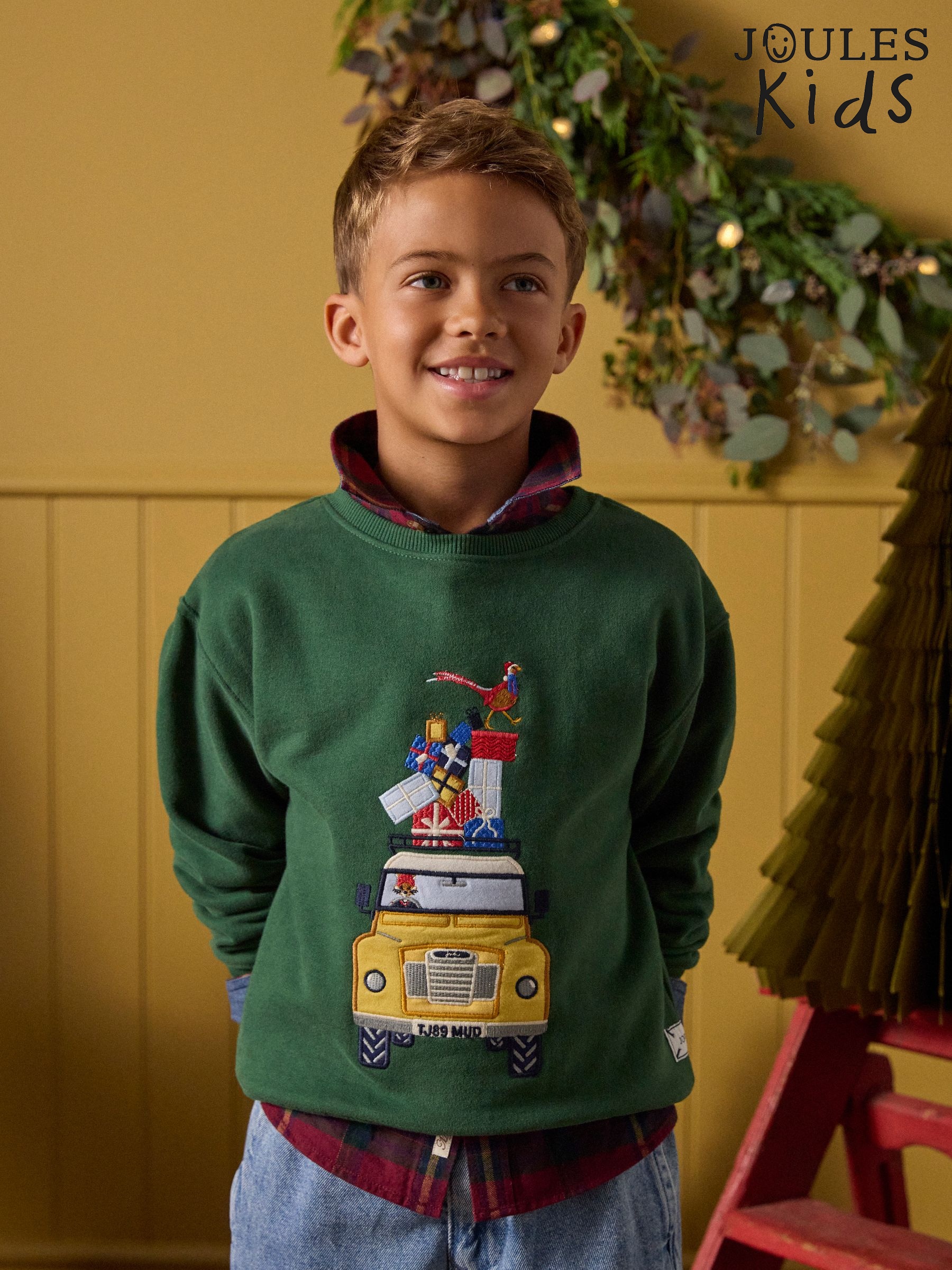 Boys' Dark Green Applique Sweatshirt (W25731) | £24 - £27