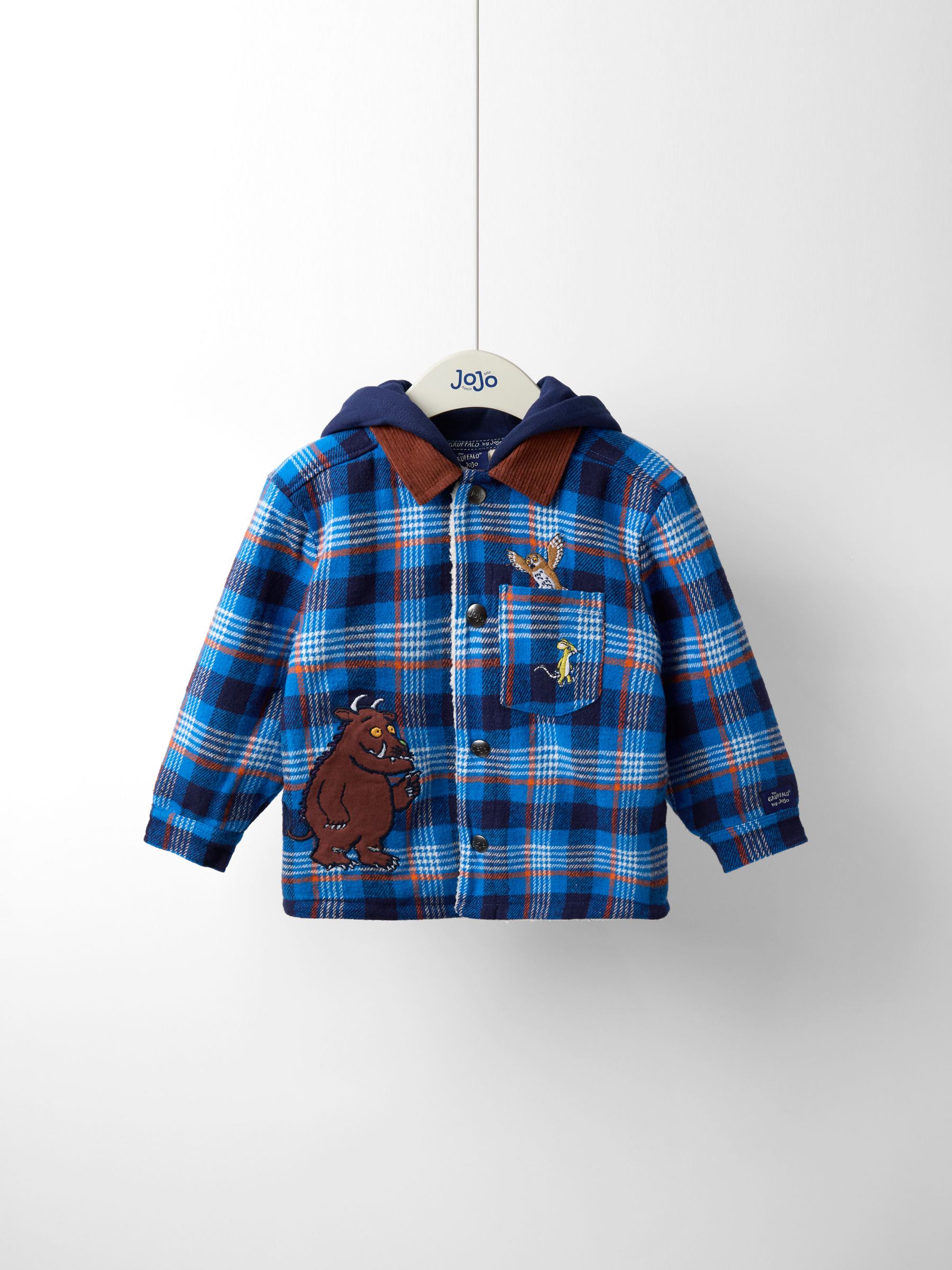 Gruffalo Cobalt Blue Check Borg Hooded Shacket (W25760) | £32 - £38