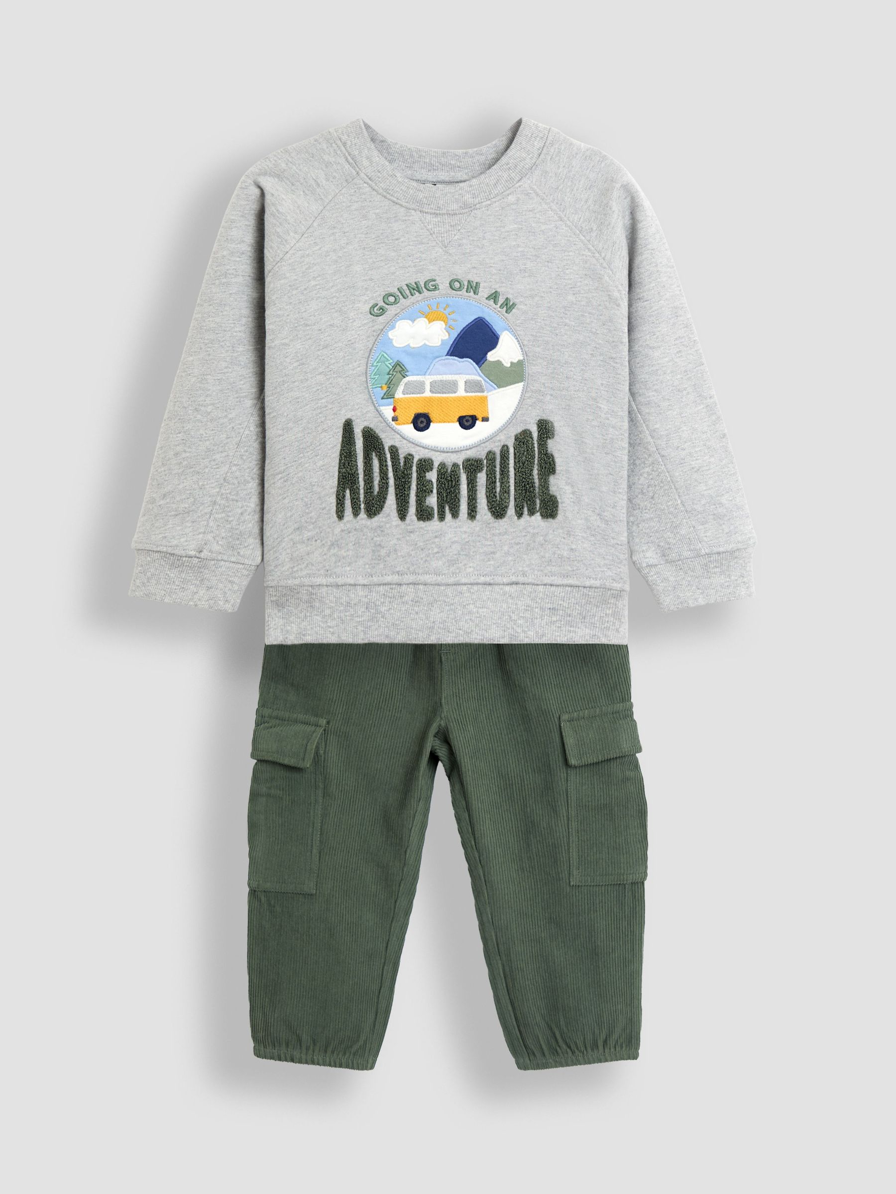 Green 2-Piece Sweatshirt & Cord Cargo Set (W25769) | £36 - £42