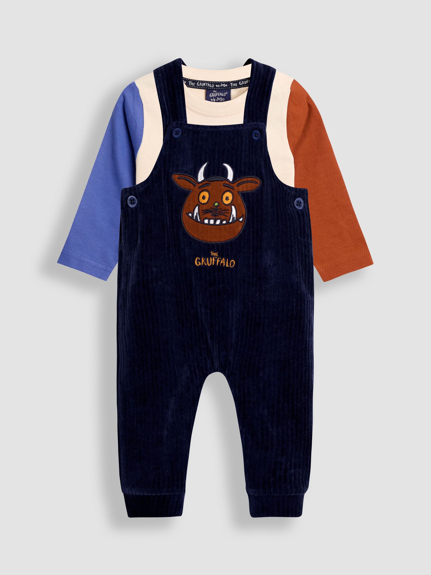 Gruffalo Navy Blue 2-Piece Appliqué Dungarees & Top Set (W25789) | £30 - £32