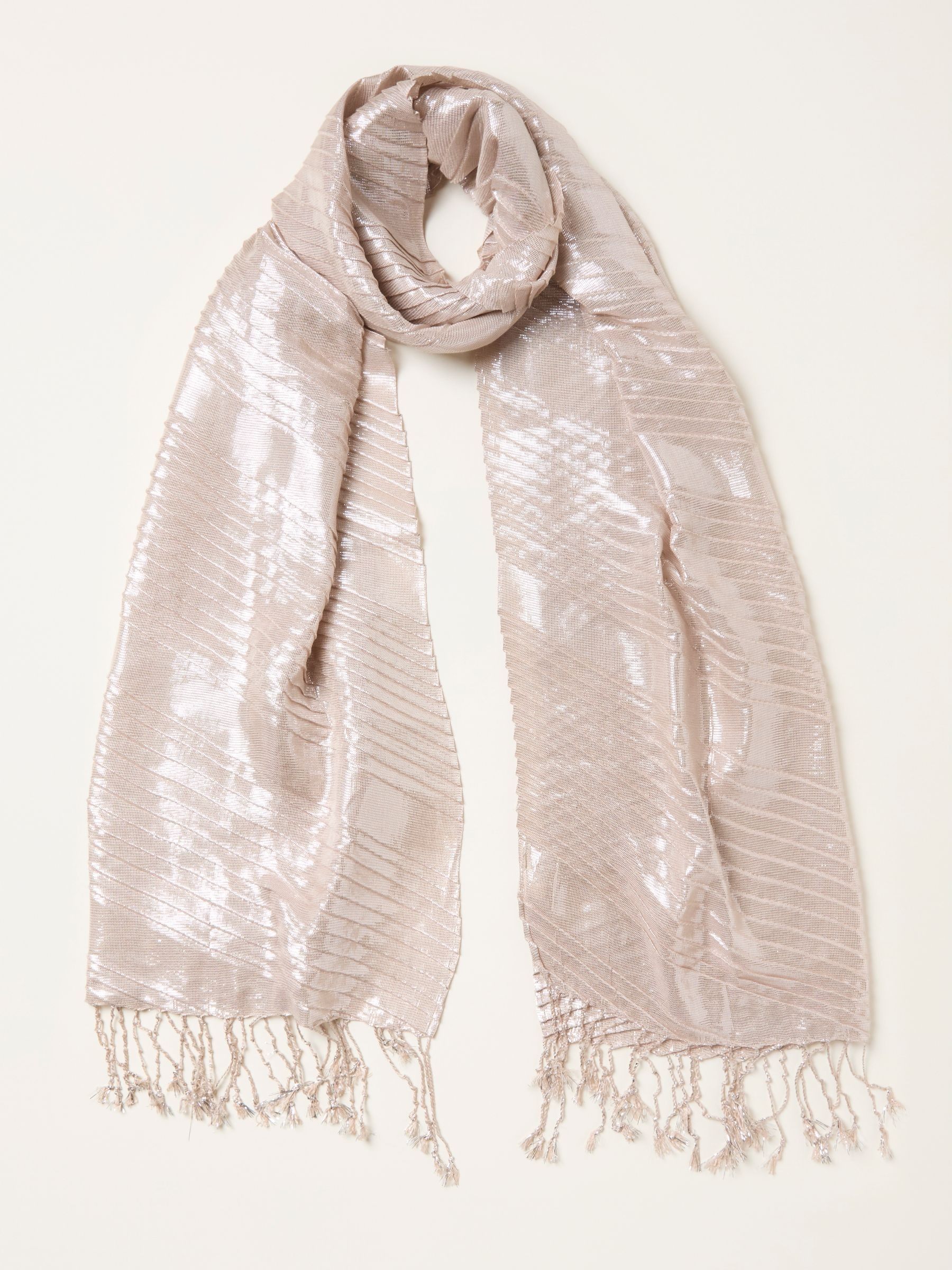 Gold Metallic Pleated Scarf (W25859) | £25