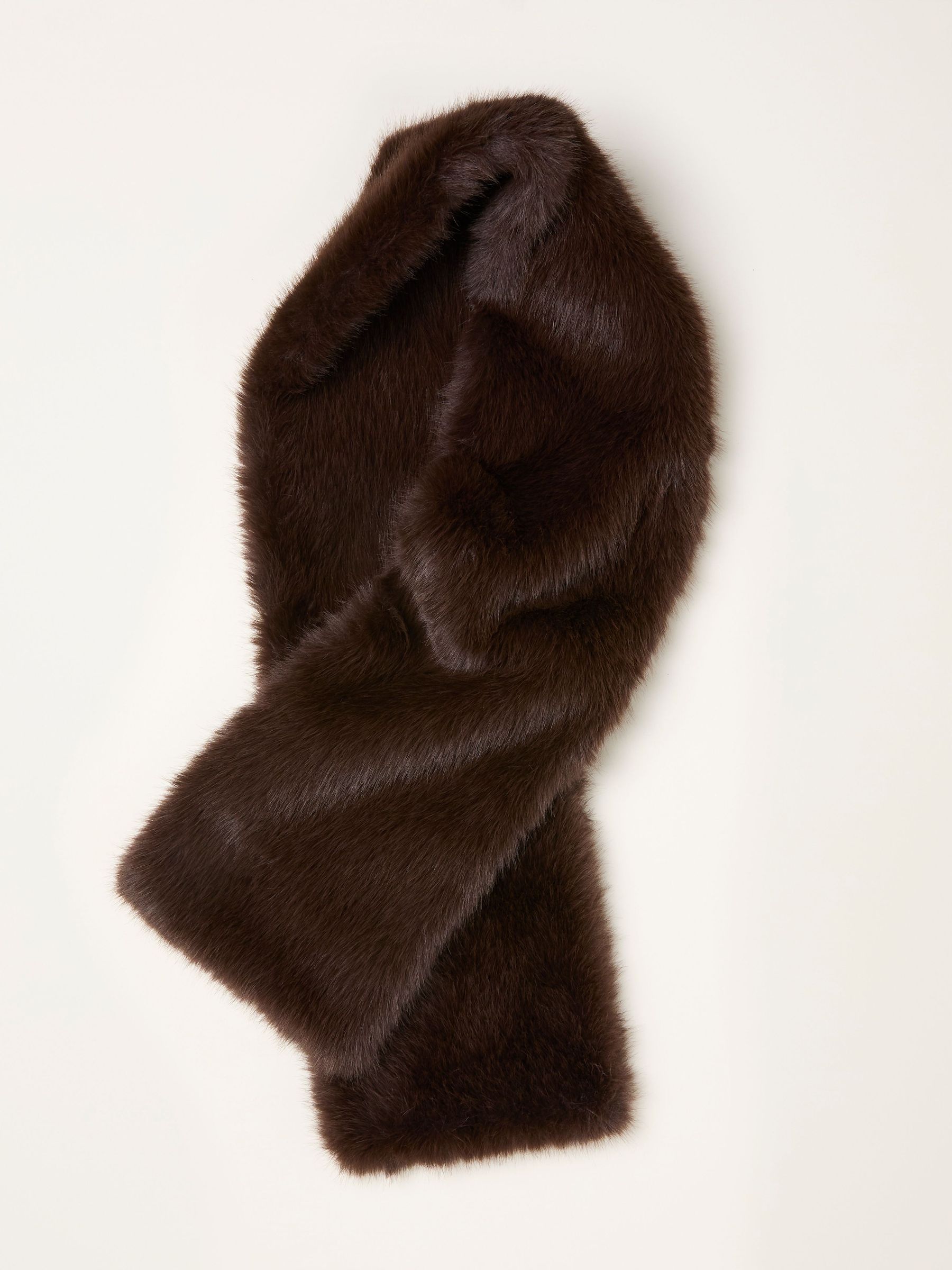 Chocolate Brown Faux Fur Scarf (W25862) | £40
