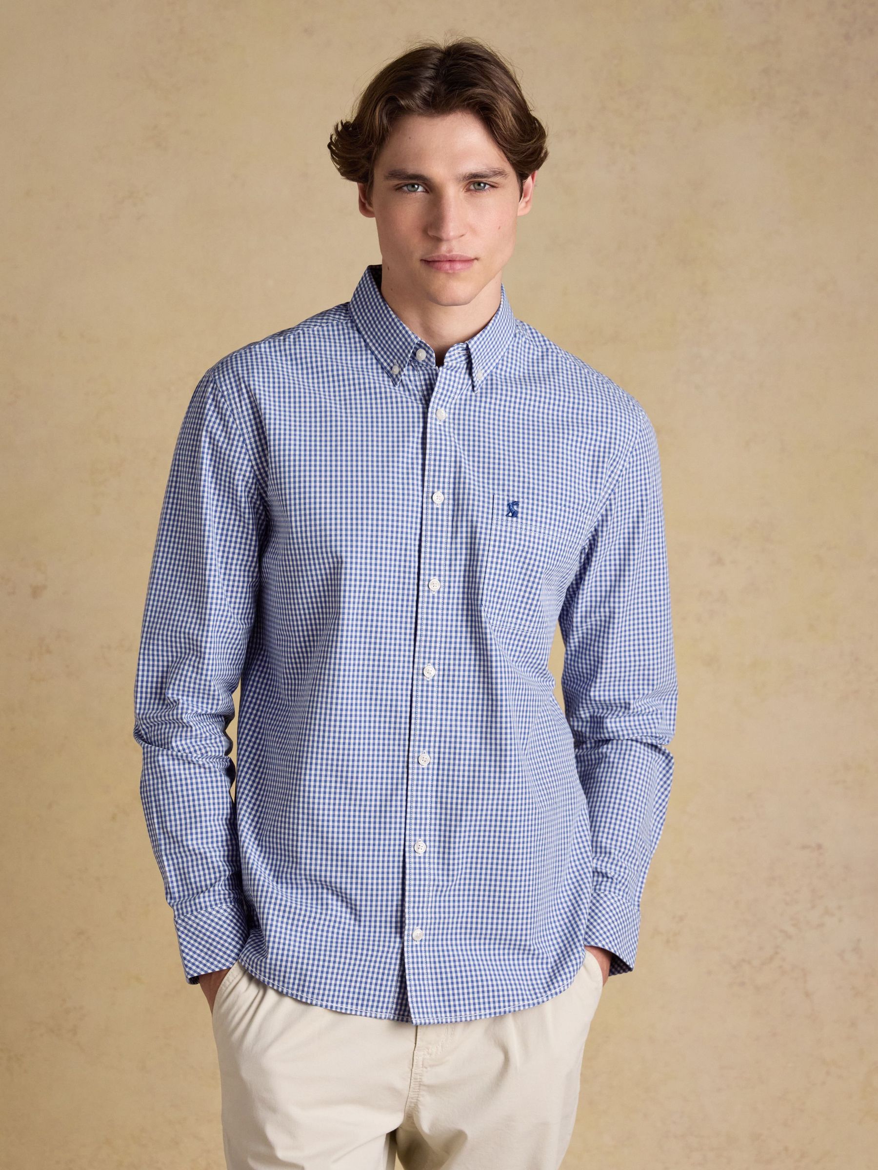 Poplin Blue Gingham Check Classic Fit Shirt