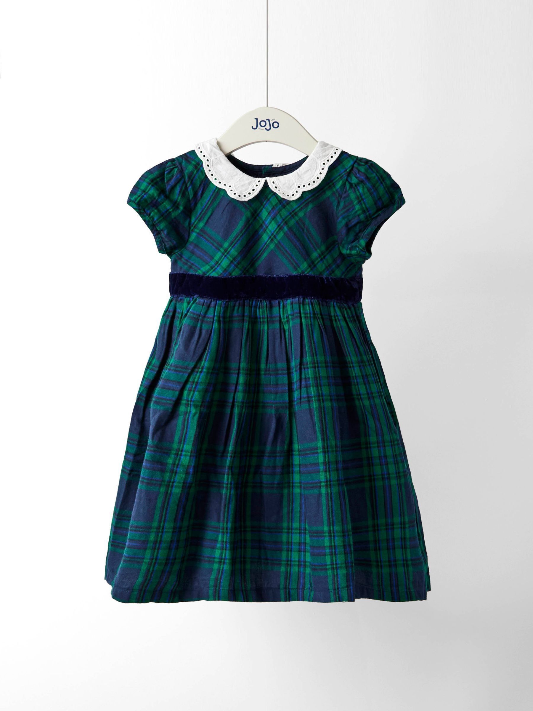 Green Check Party Dress With Broderie Collar (W26429) | £40 - £46