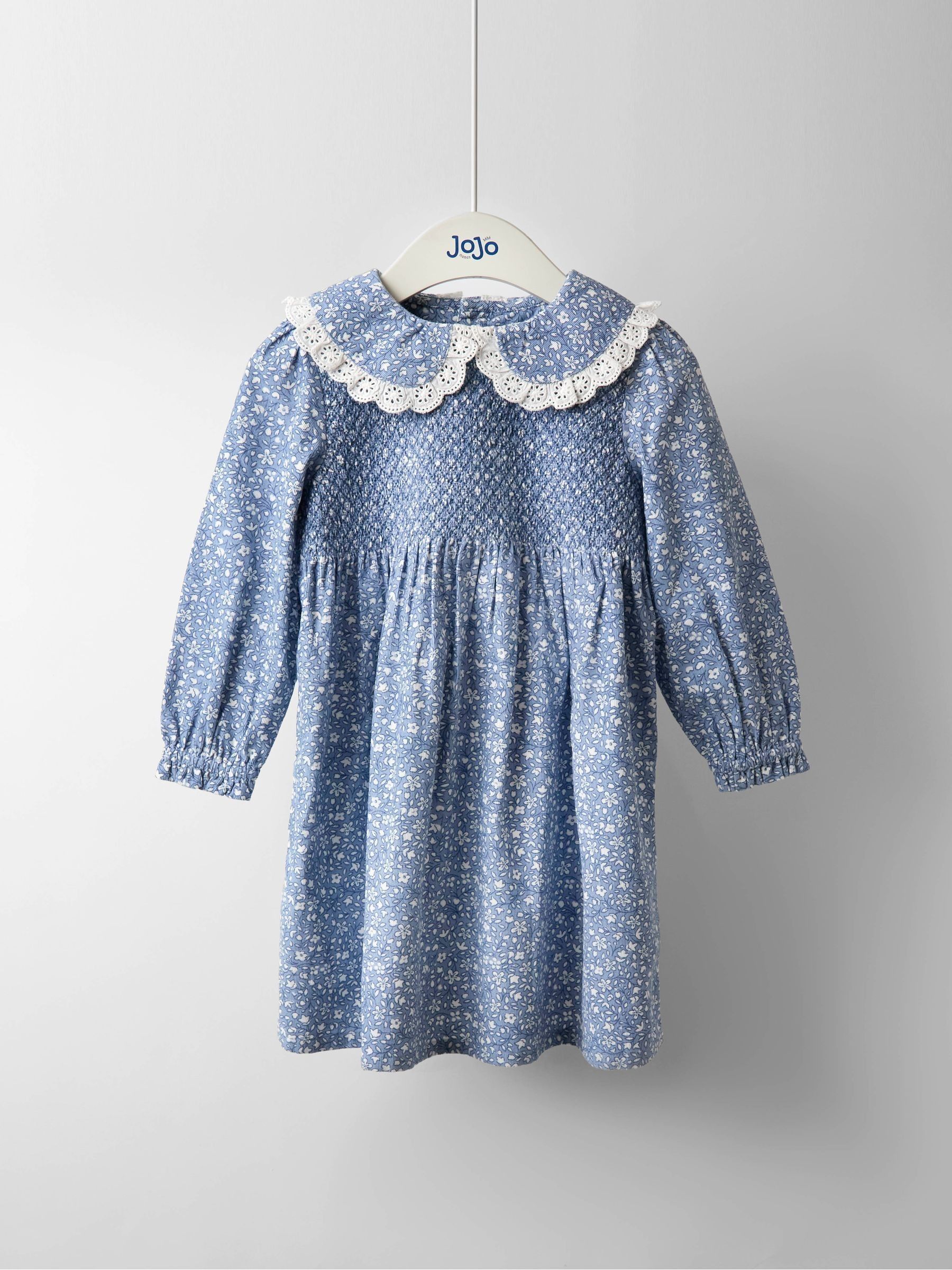 Denim Blue Ditsy Smocked Cord Dress (W26839) | £34 - £40