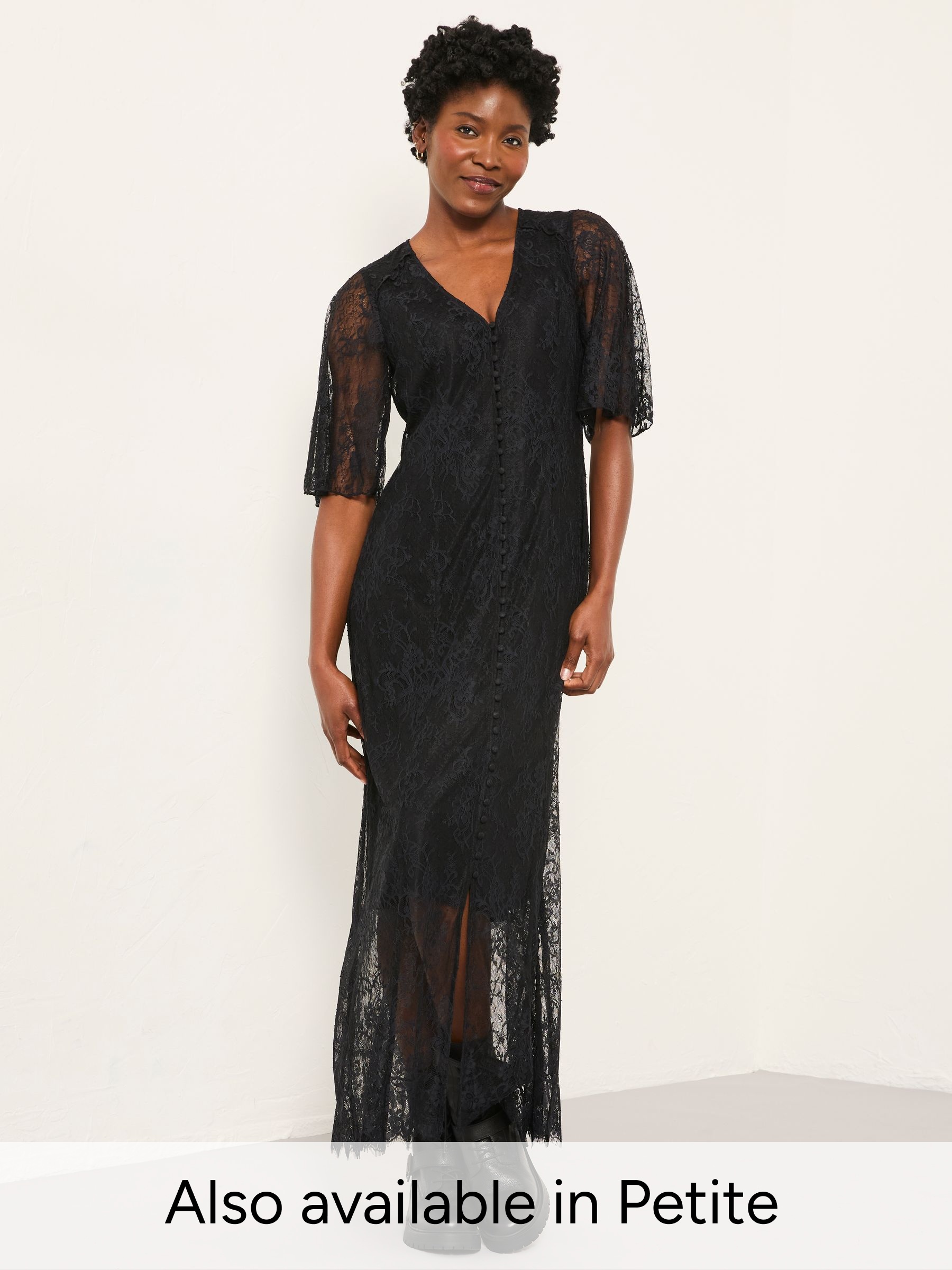 Alanna Black Regular Lace Midi Dress (W27640) | £89