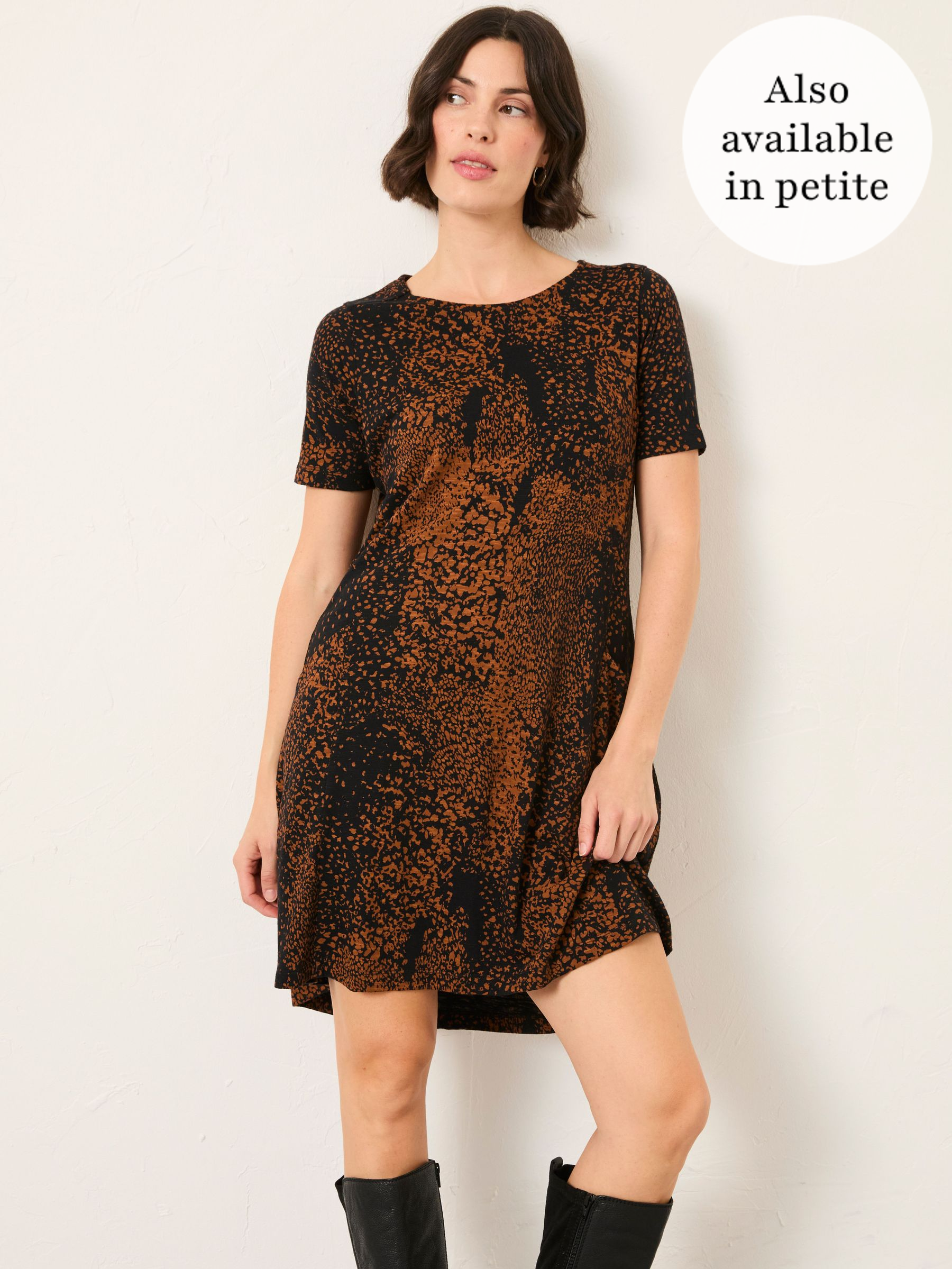 Simone Black Layered Animal Regular Jersey Dress (W27650) | £49.50