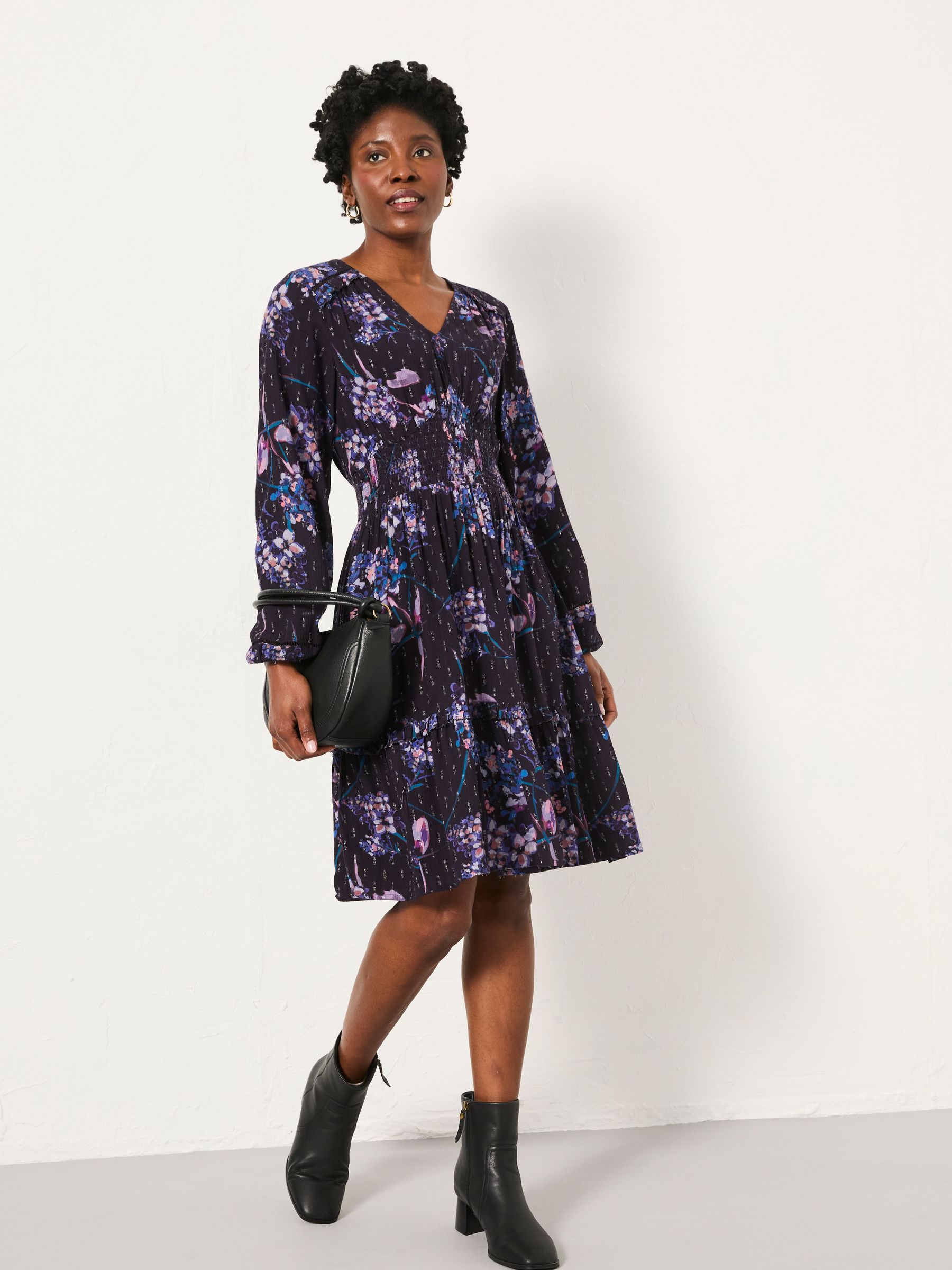 Pippa Dark Purple Heritage Floral Regular Dress (W27655) | £75