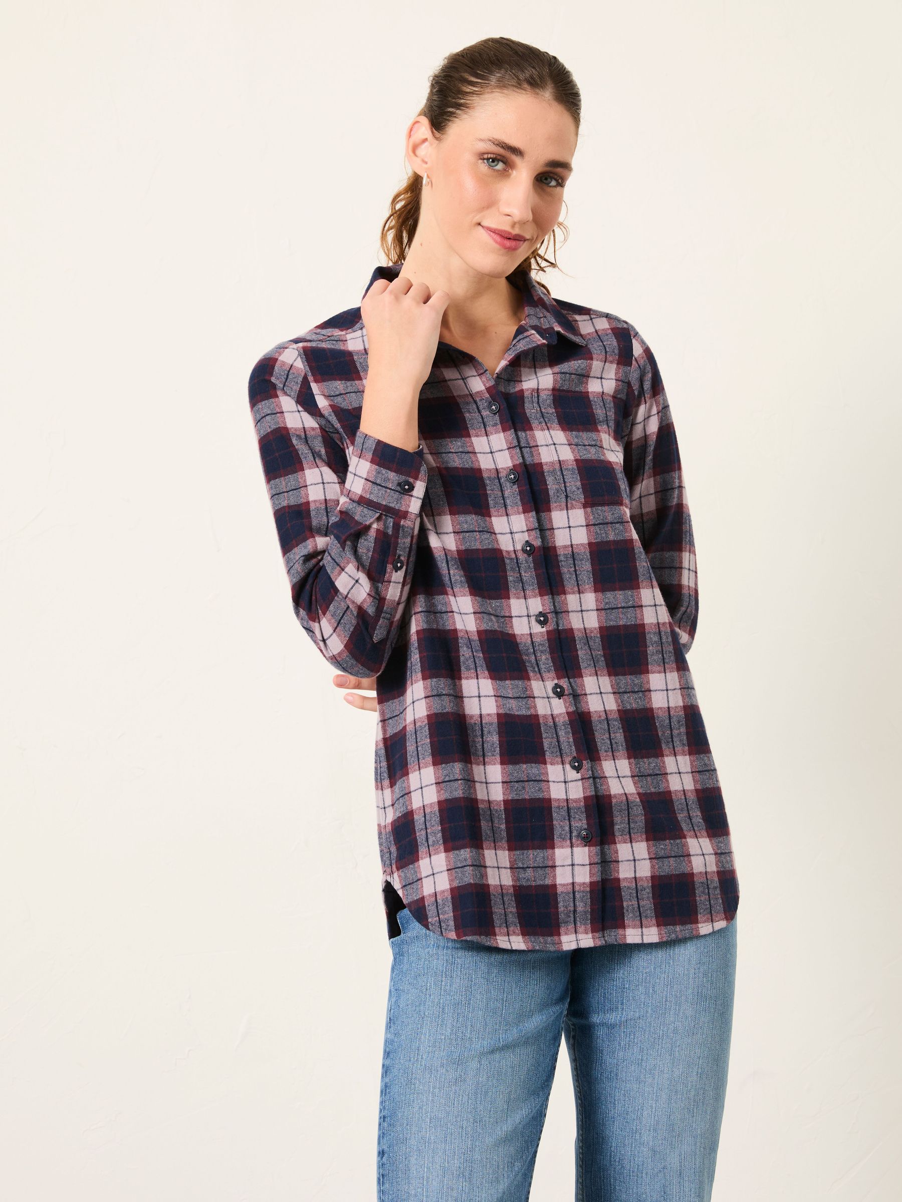 Olivia Dark Purple Check Shirt (W27660) | £49.50