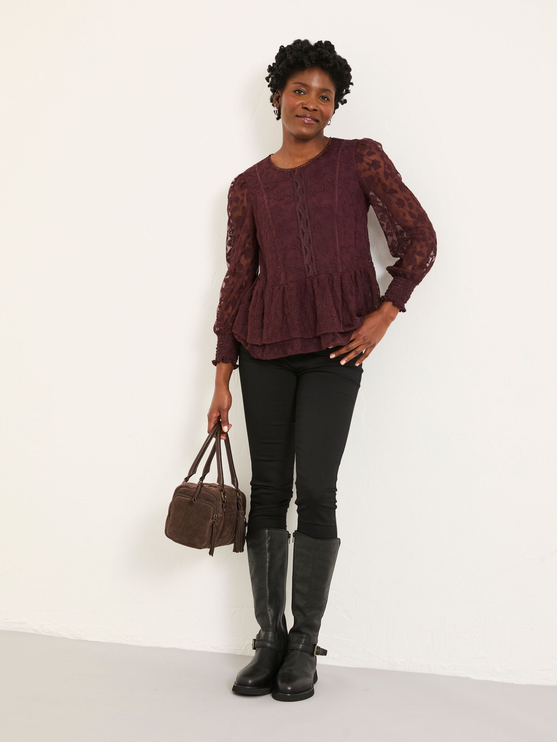 Marianne Dark Purple Lace Top (W27672) | £59