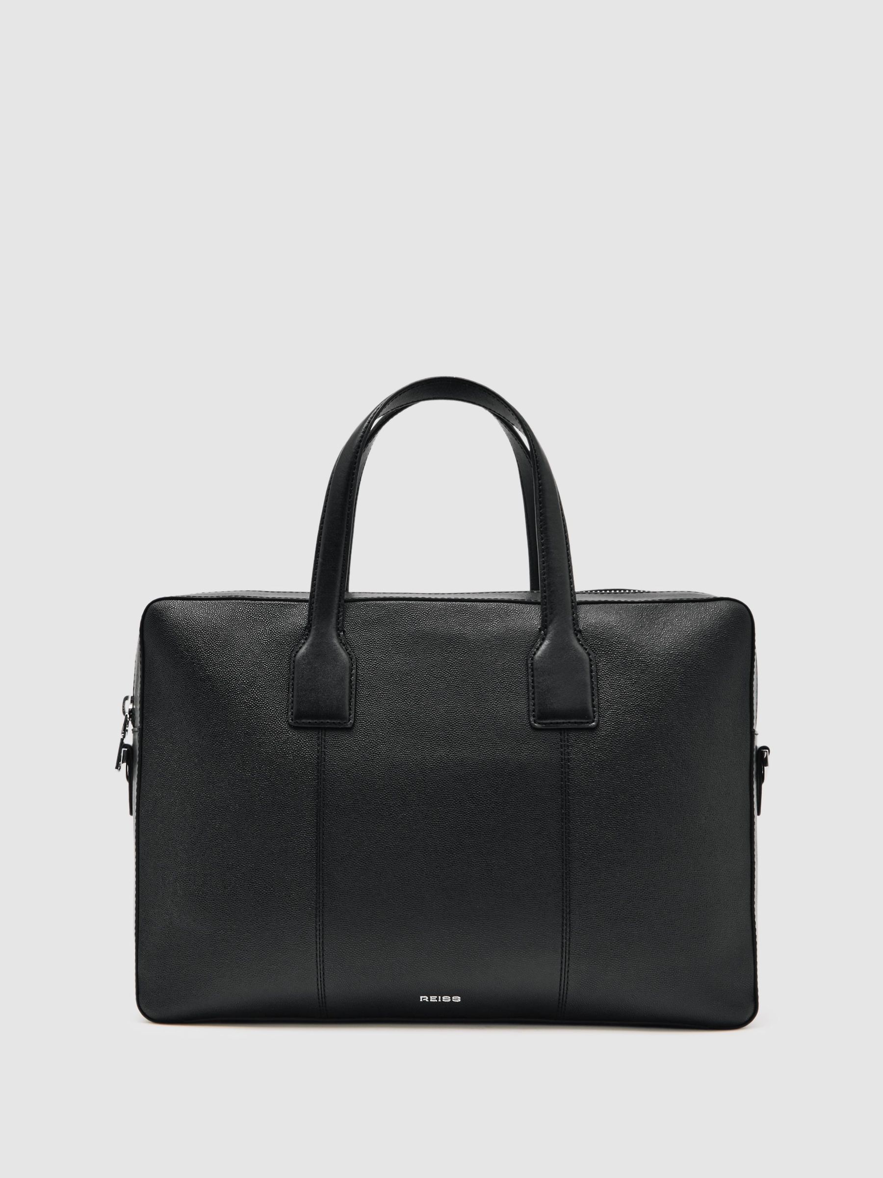 Micro-Grain Leather Briefcase in Black (W27738) | £198