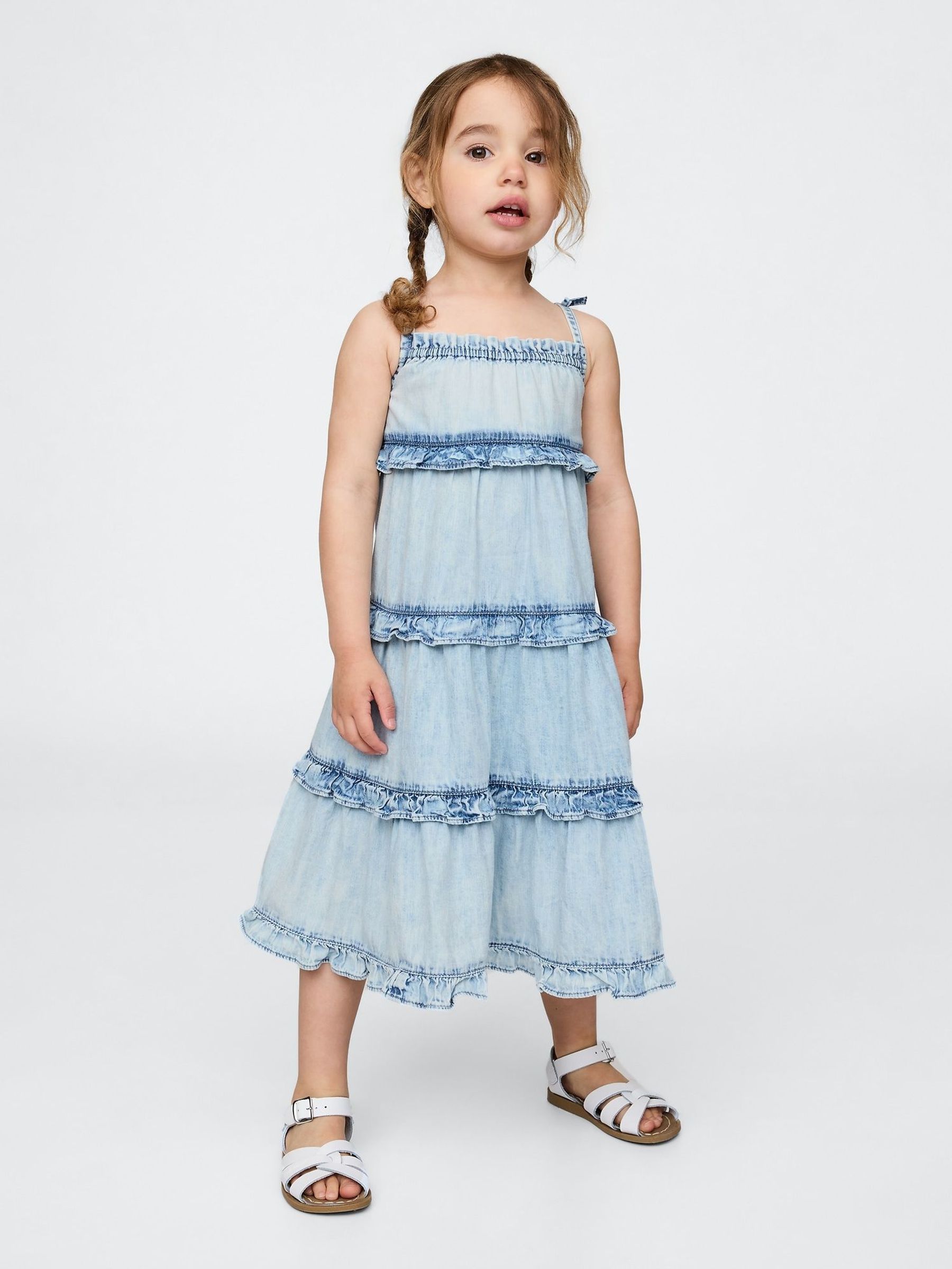 Blue Ruffle Tiered Denim Maxi Dress (6mths-5yrs) (W27957) | £30