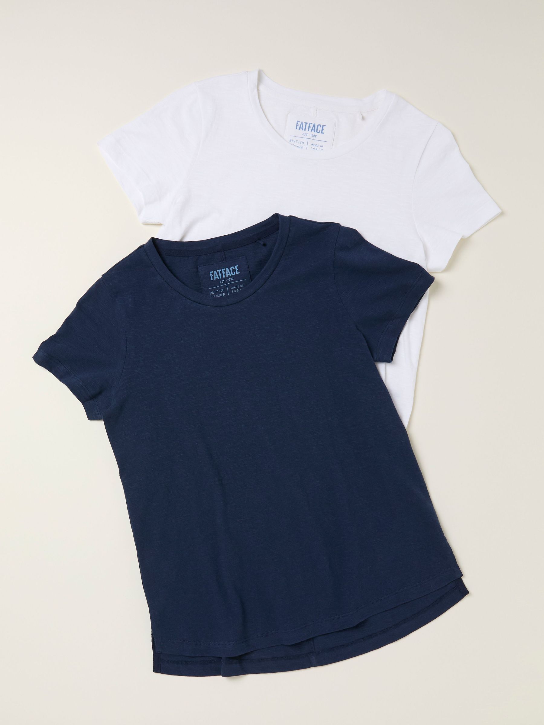 Natalie Navy/White 2 Pack Plain T Shirt (W28049) | £35
