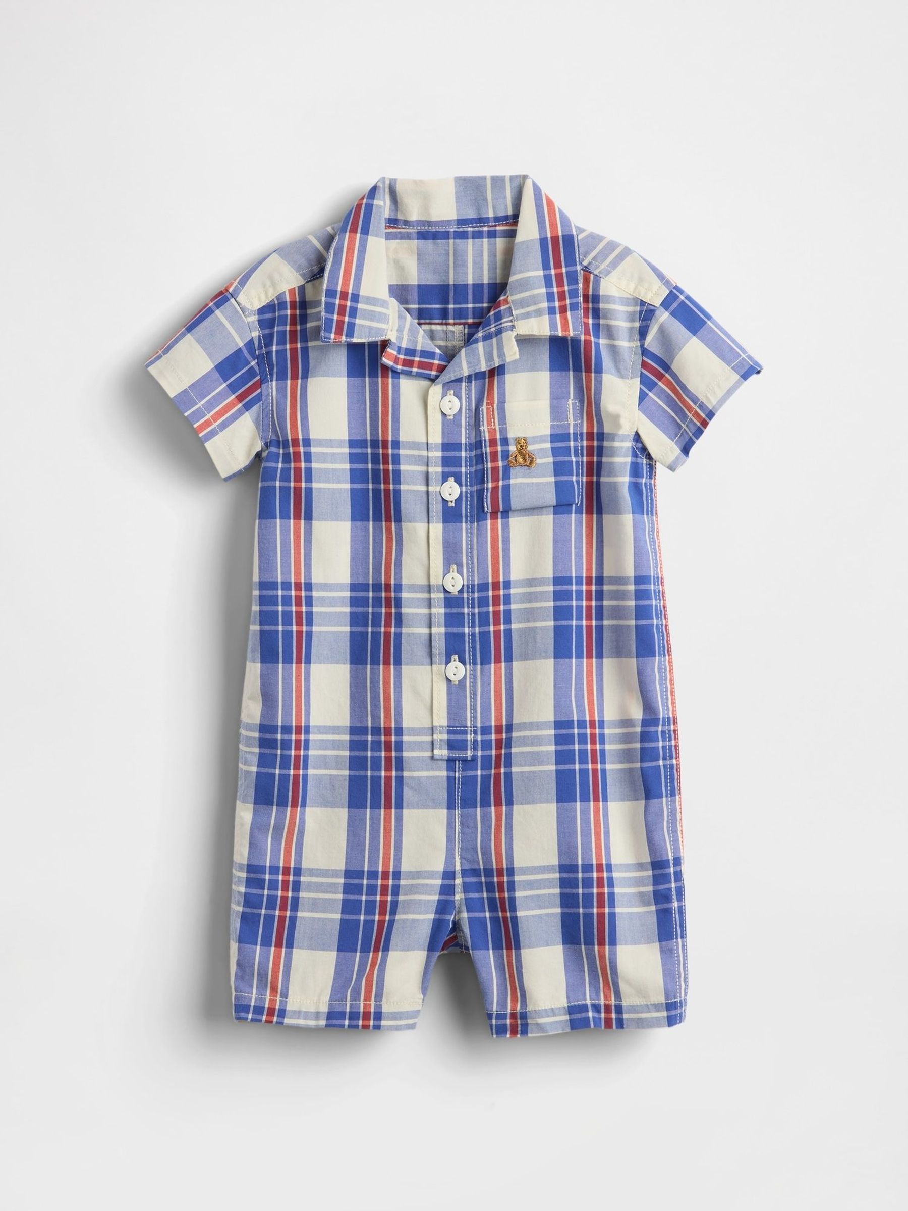 Blue Poplin Pocket Shorty One-Piece (W28133) | £22