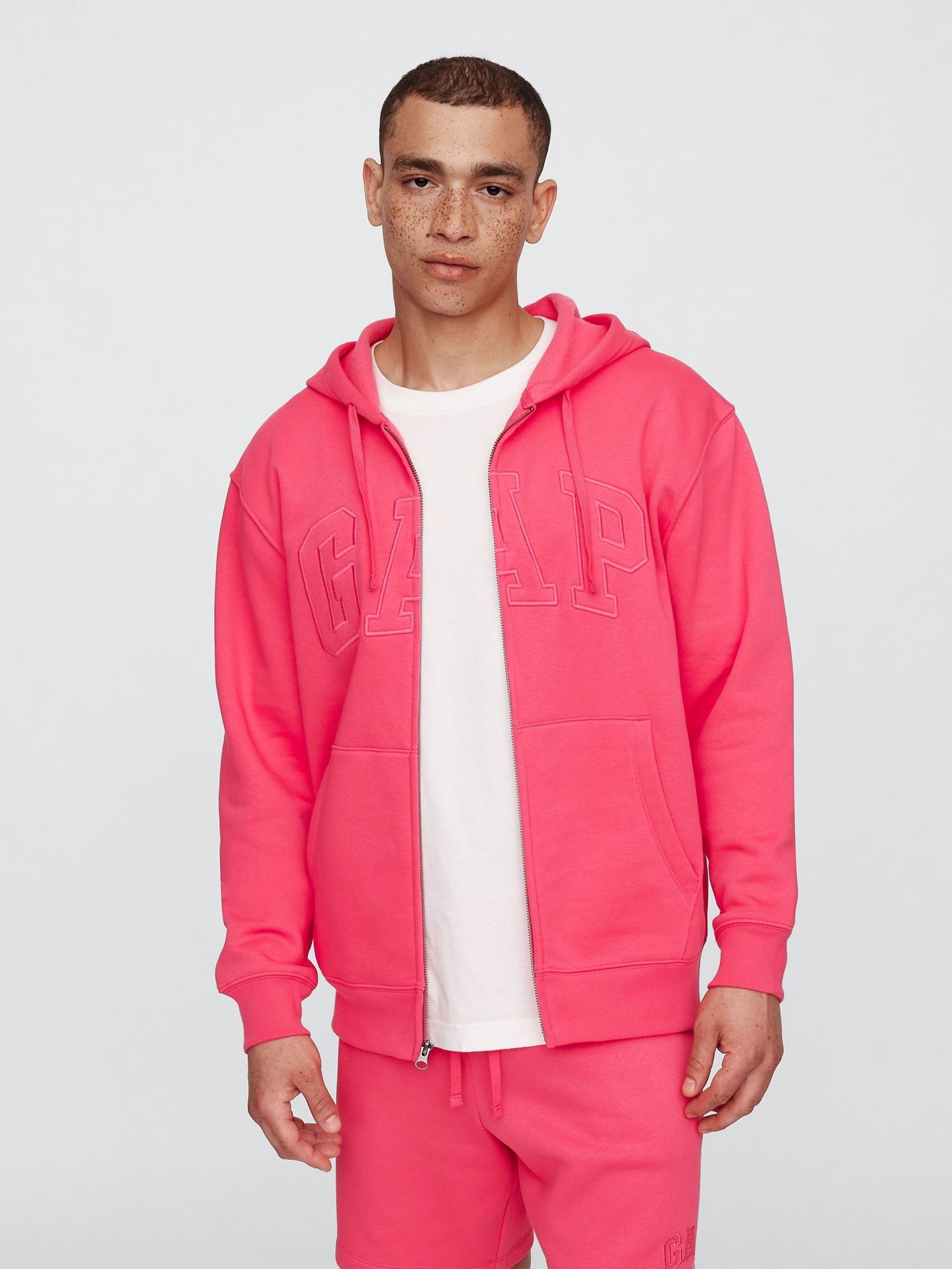Pink Relaxed Logo Zip Hoodie (W28327) | £40