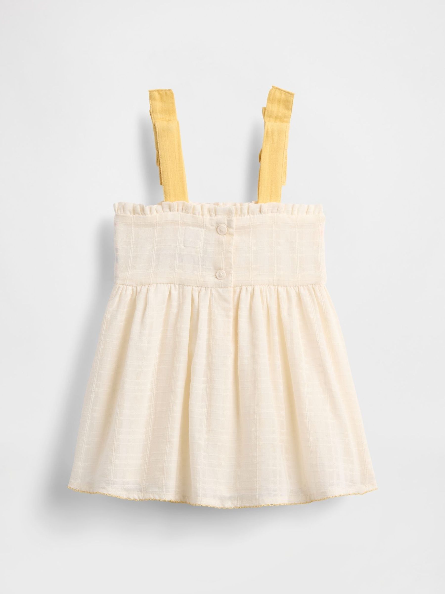 Cream/Yellow Baby Embroidered Tie-Shoulder Dress (Newborn-24mths) (W28451) | £30