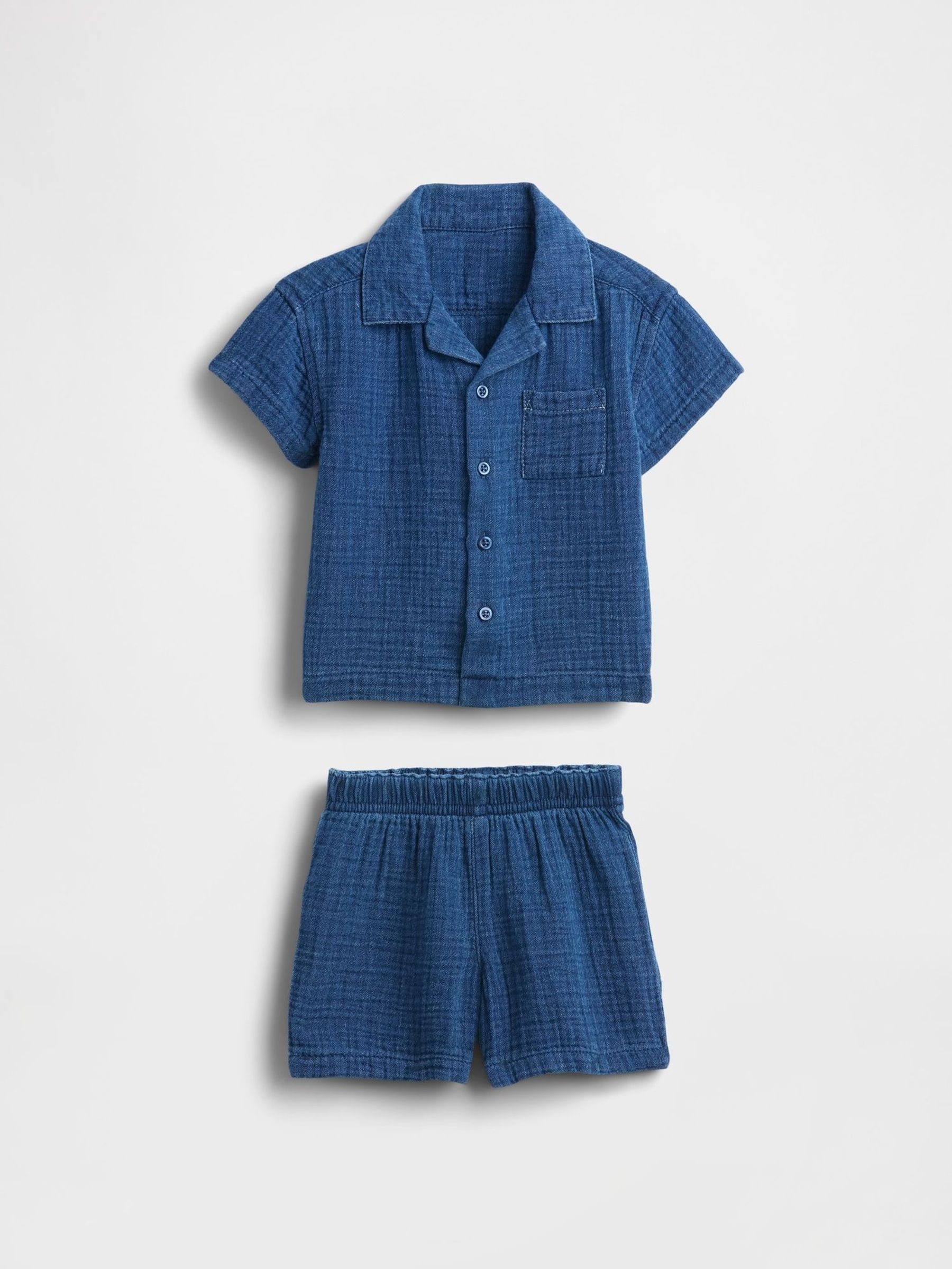 Blue Crinkle Gauze Denim Outfit Set (W28460) | £35