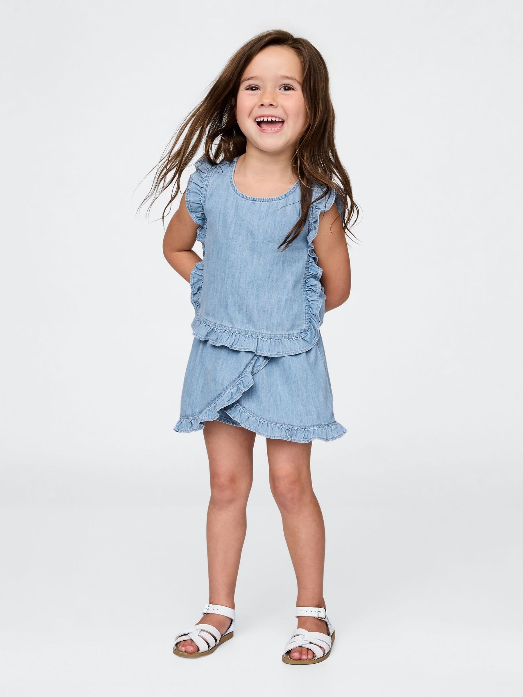 Blue Denim Ruffle Skort Set (6mths-5yrs) (W28658) | £30