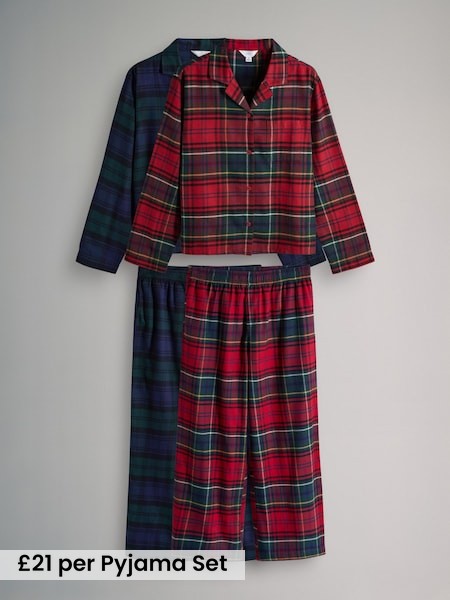 2 Pack Cotton Woven Check Pyjamas (W28698) | £42