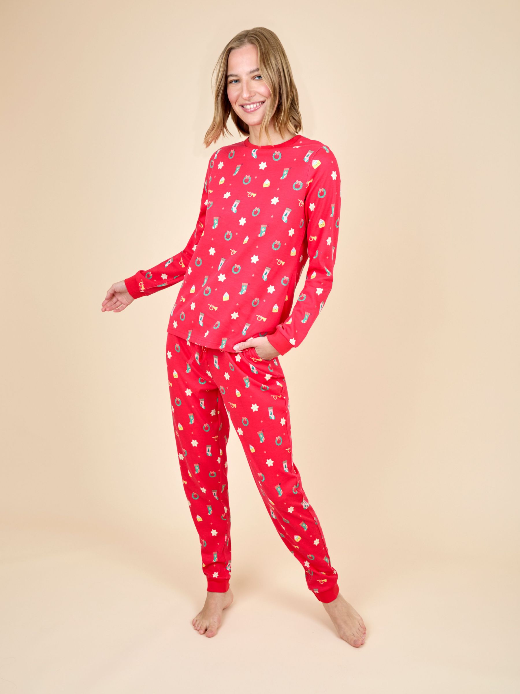 Red Womens Jersey Pyjamas Set (W28713) | £39.50
