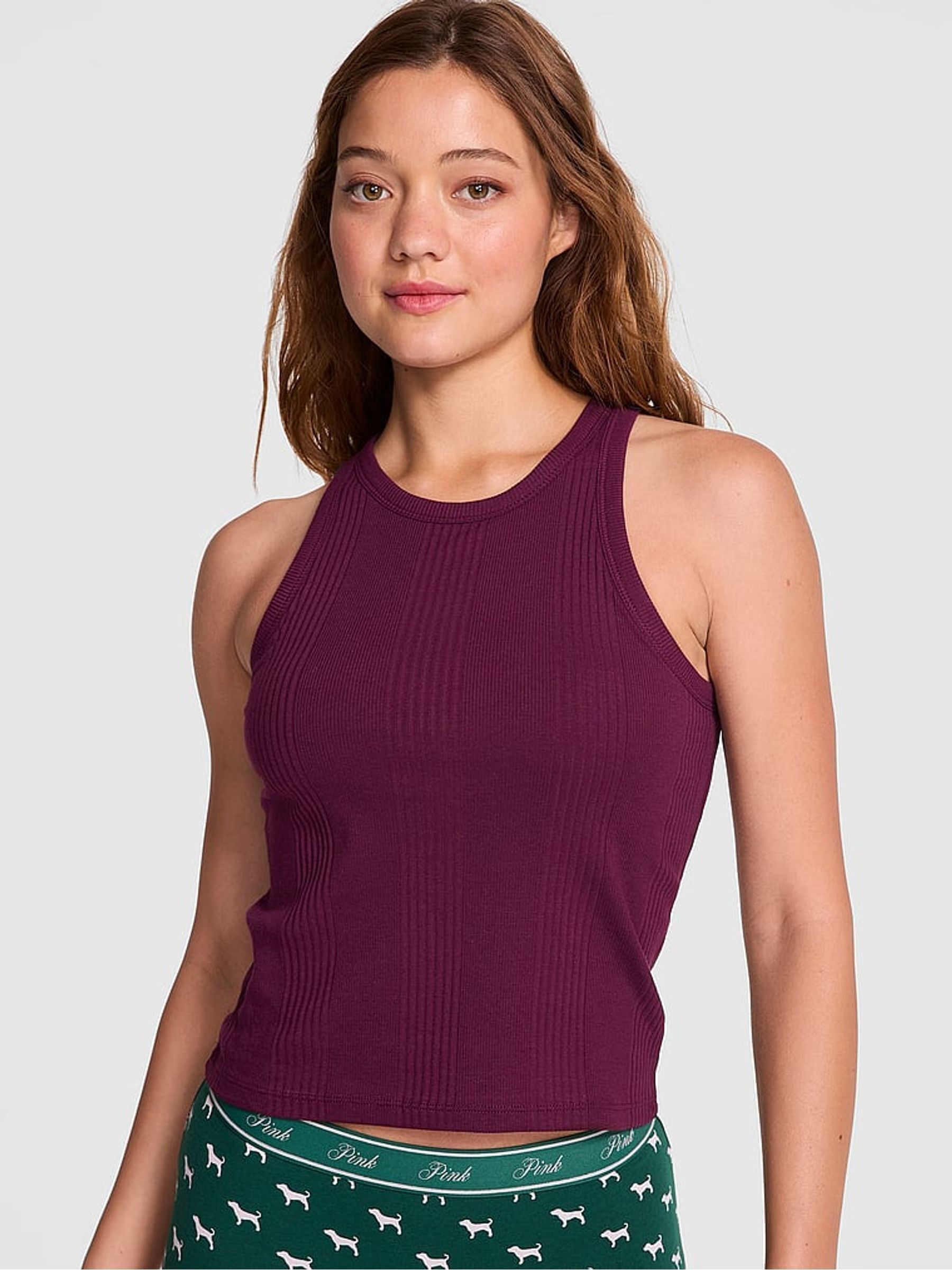 Purple Rose Ribbed Tank Top (W29902) | £19