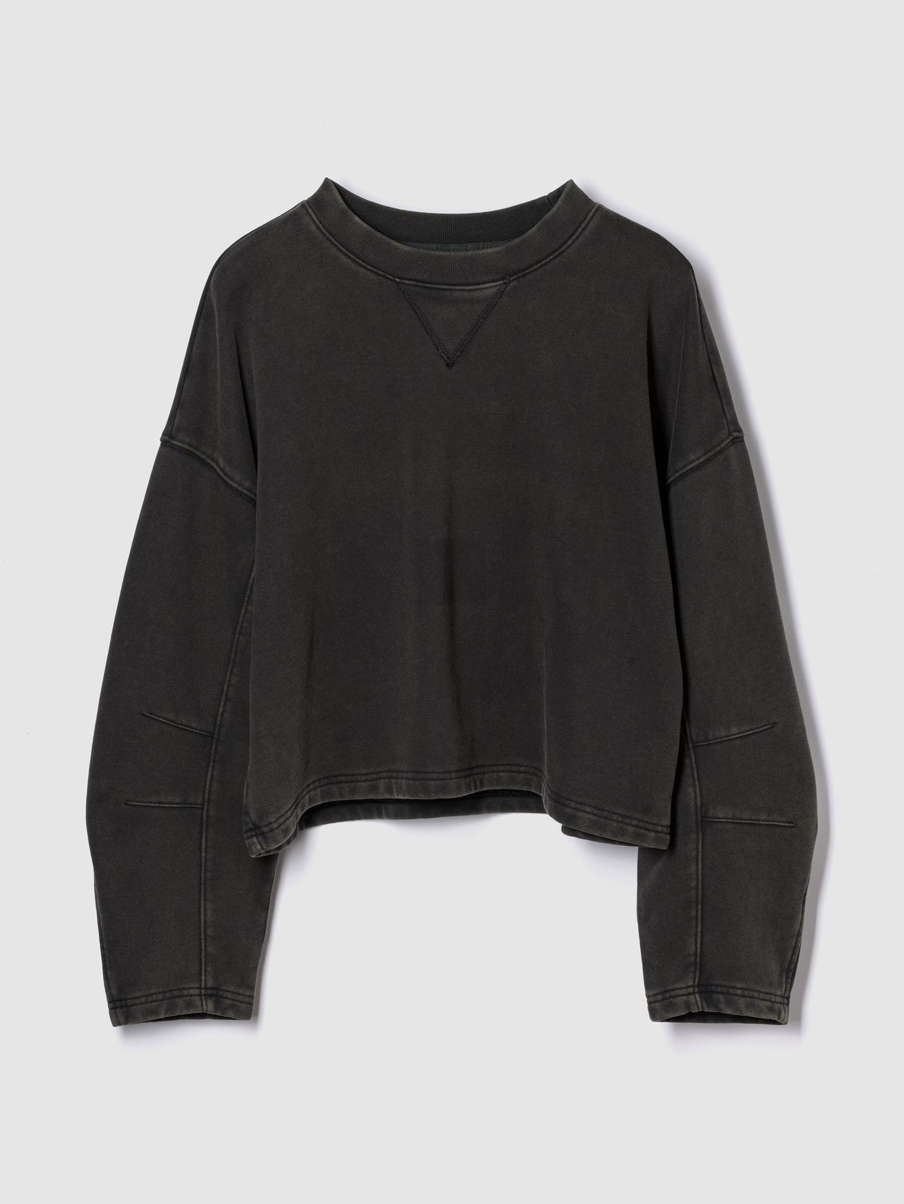 Black Heavyweight French Terry Barrel-Sleeve Sweatshirt (W30675) | £40