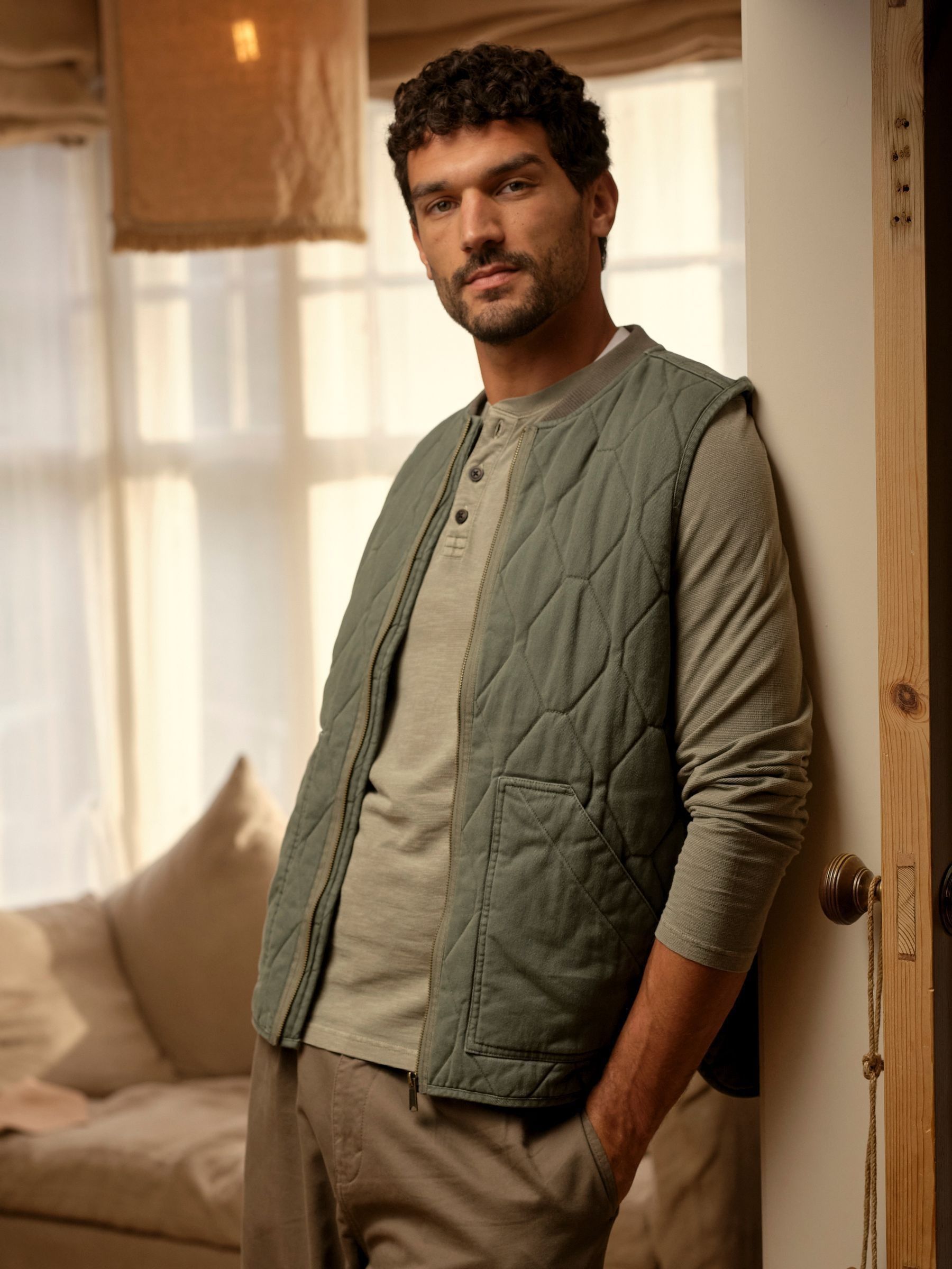 Lambourn Khaki Green Quilted Gilet (W30948) | £69