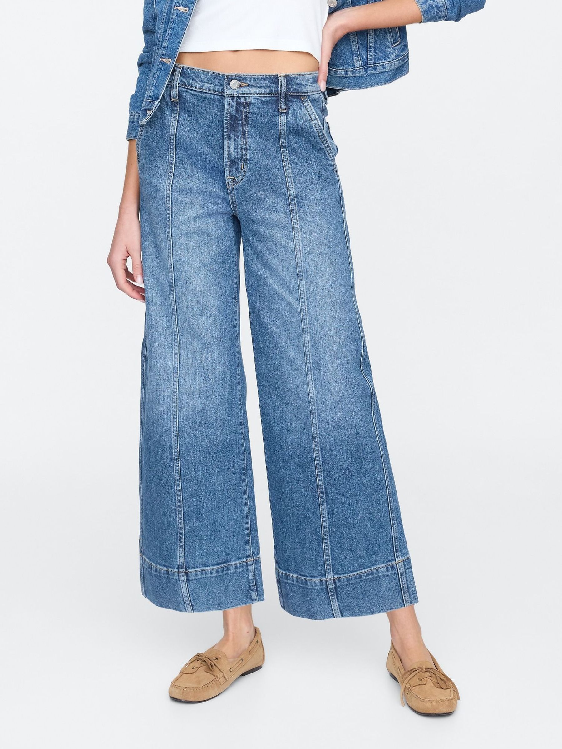 Blue Wide-Leg Cropped Jeans (W30961) | £55