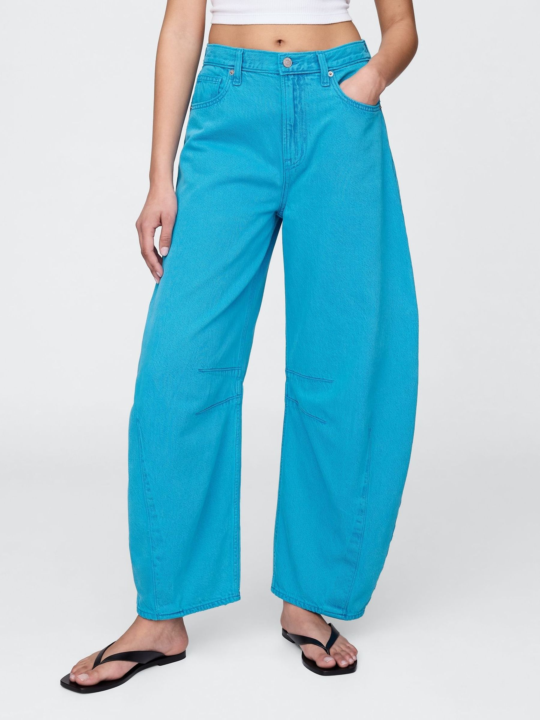Blue High Waisted UltraSoft Horseshoe Jeans (W30971) | £50