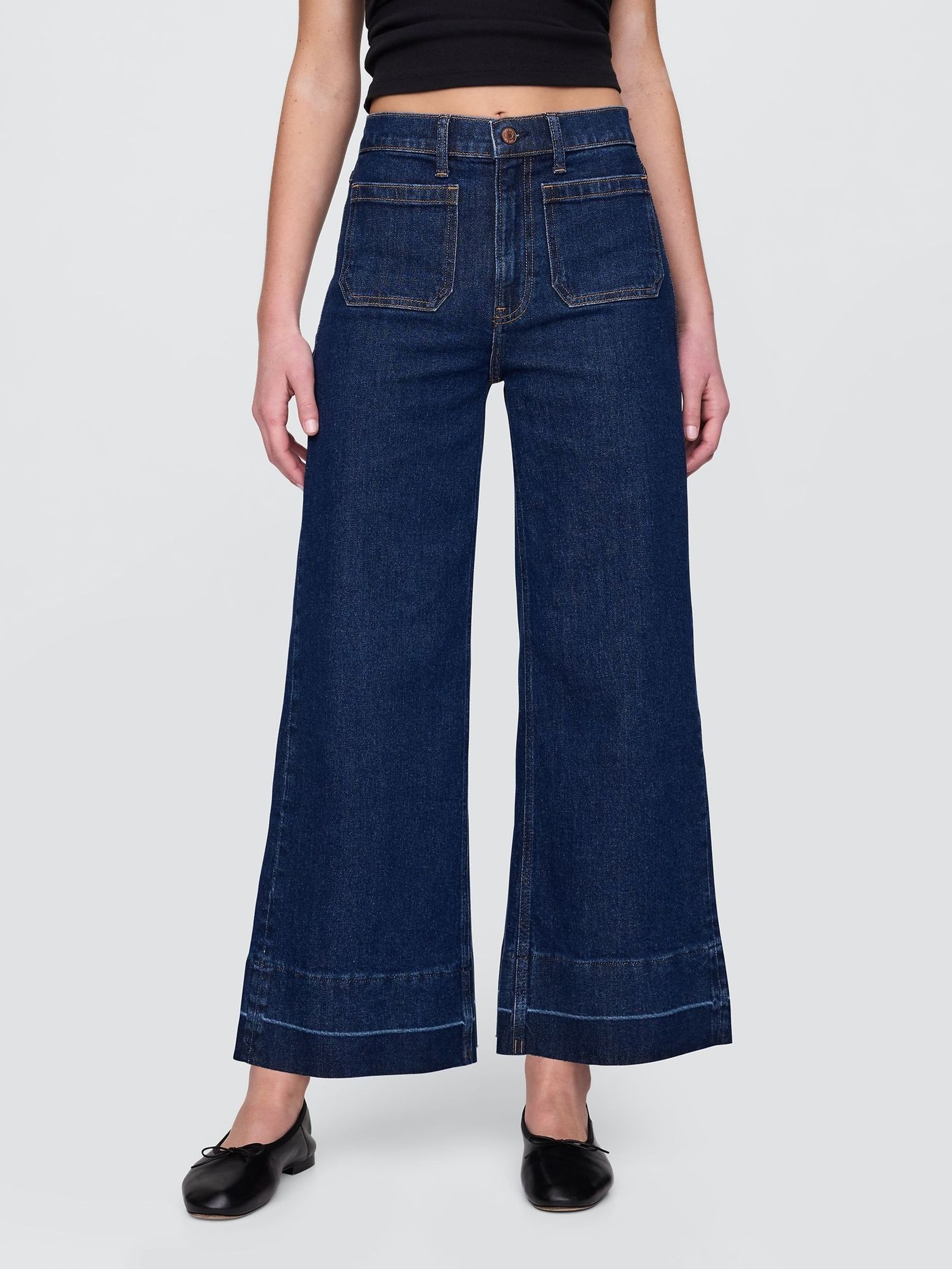 Blue High Waisted Stride Wide-Leg Ankle Jeans (W30977) | £50